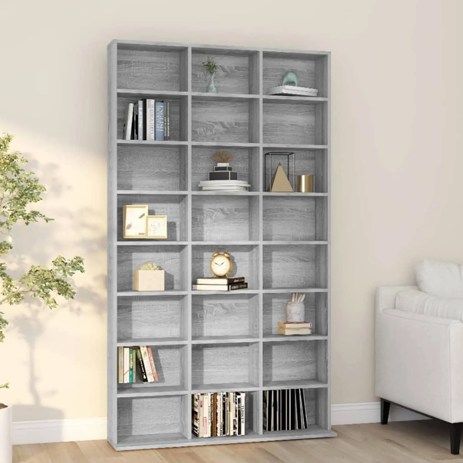 Lechnical Mobile Porta CD Grigio Sonoma 102x23x177,5 cm Legno Multistrato,Mobile Porta CD,Porta CD,Scaffalatura per CD