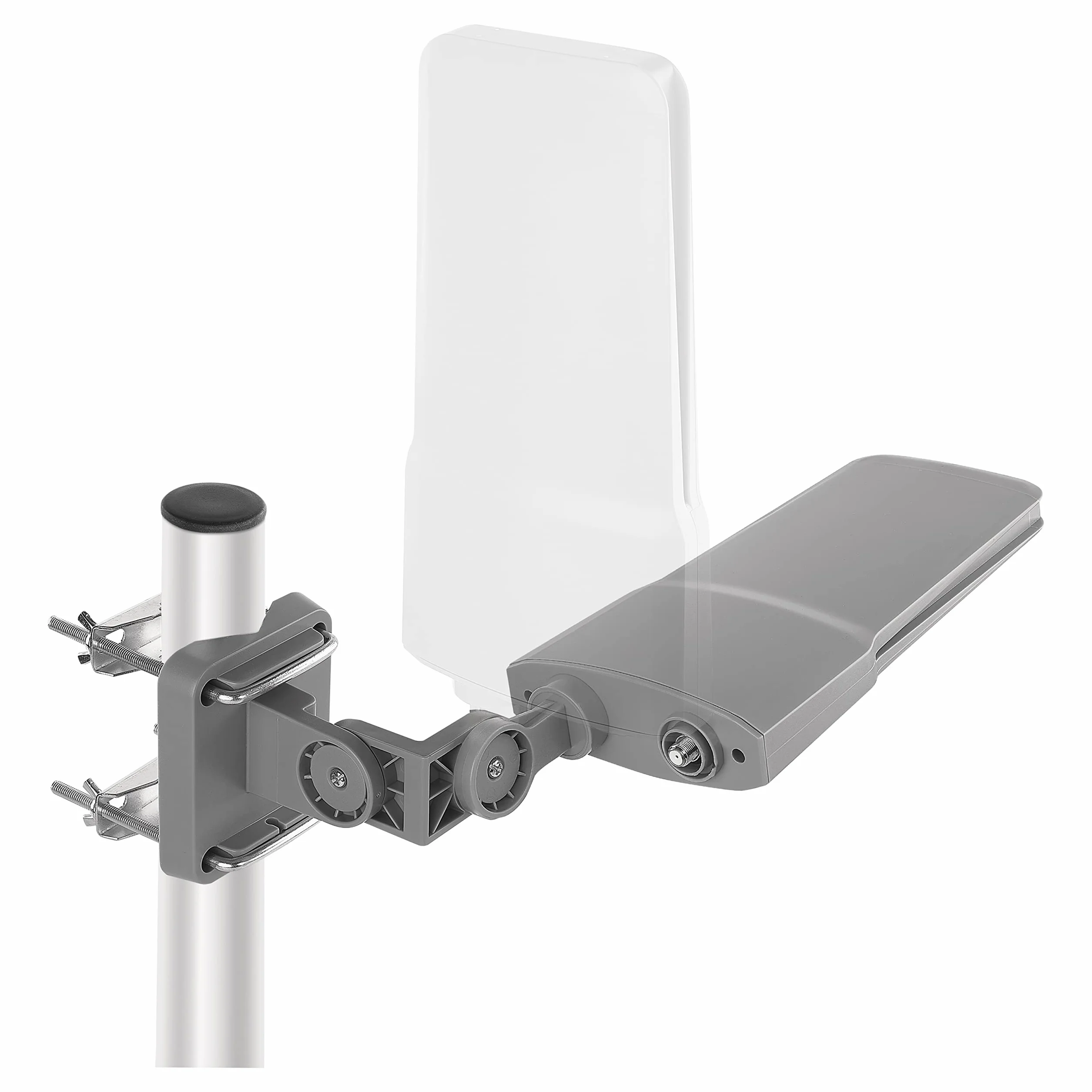 EMOS Antenna esterna con amplificatore per ricezione remota, VHF/UHF/DAB Outdoor TV Antenna per TV DVB-T/DVB-T2, portata 0-80 km, filtro di blocco LTE integrato, filtro 4G, 5G