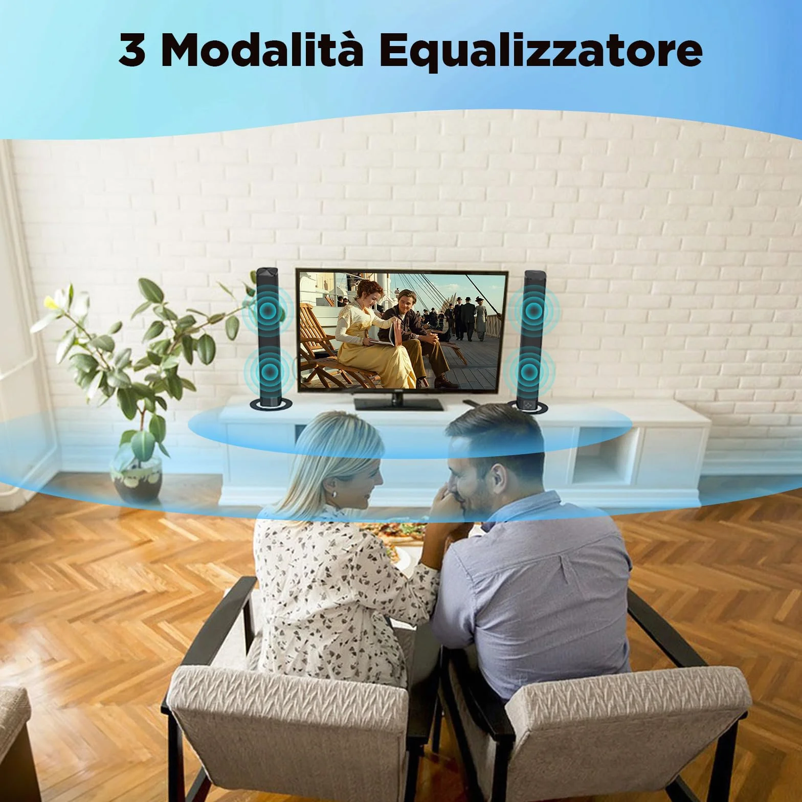 GarageRock Sound Bar per TV, Soundbar TV 2 in 1 divisibile con regolazione automatica del volume, altoparlanti TV stereo con 3 modalità EQ, Bluetooth 5.3, ARC/Opt/AUX, Soundbar per TV/proiettori, 1pcs