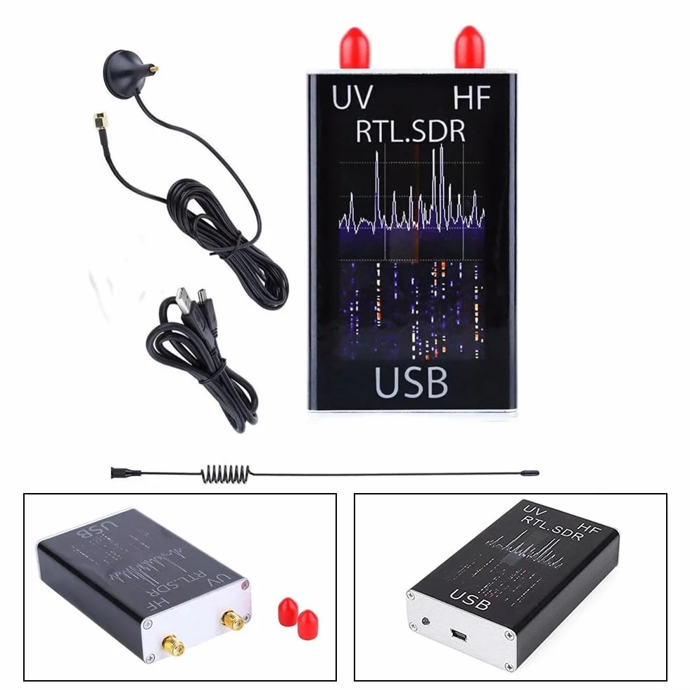RTL-SDR R820T+8232 Ricevitore Sintonizzatore USB 100KHz-1.7GHz HF Full Con Antenna Frusta