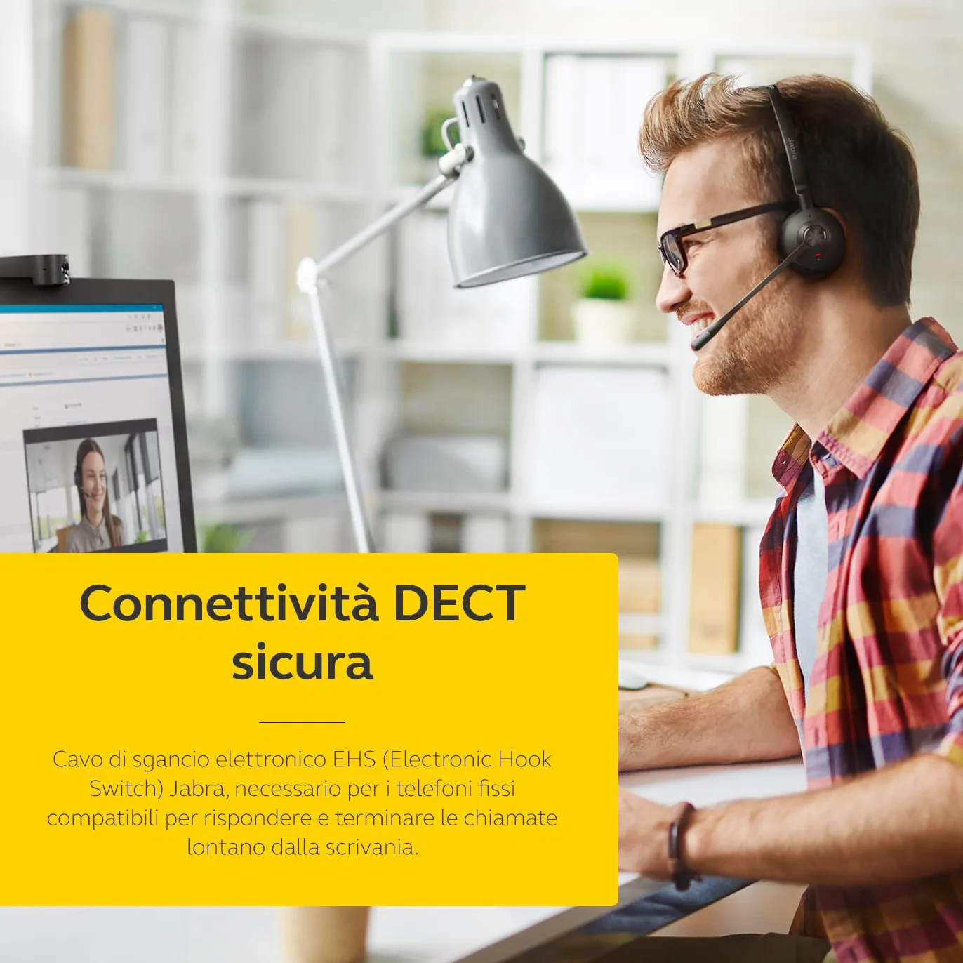 Jabra Engage 75 SE - Cuffie mono con cuscinetto per le cuffie, base, alimentazione elettrica, cavo USB-C a USB-A da 1,5 m, cavo per telefono da ufficio, guida rapida e garanzia