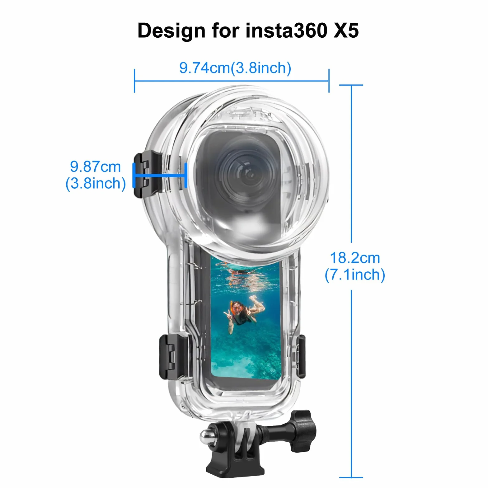 PULUZ 60m Impermeabile Custodia Sigillata Dive Case per Insta360 X5, Protettiva Subacquea Copertura Invisibile Fotografia a 360 Gradi Accessori