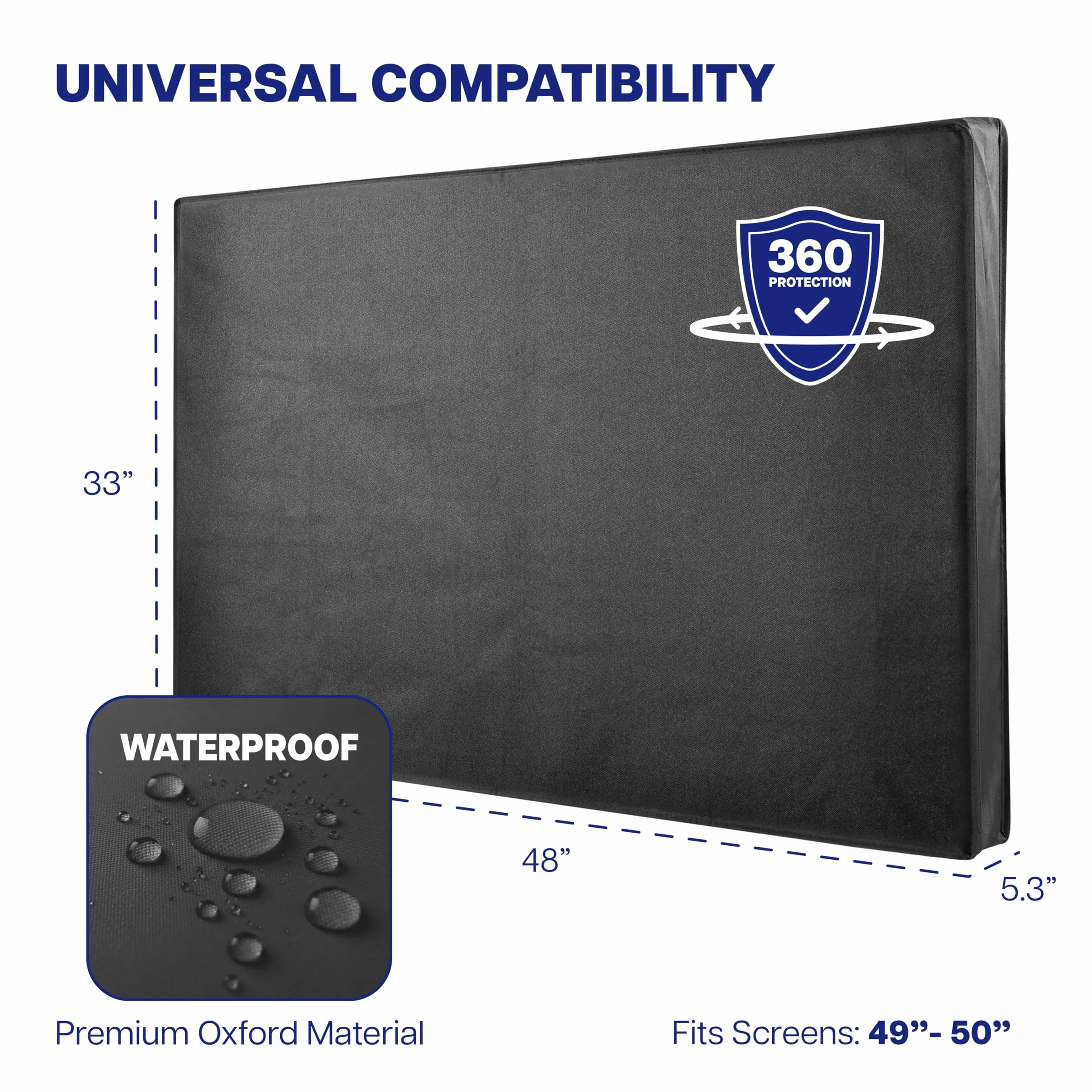 VIVO Cover-TV050B Protezione TV 50-52" Schermo Piatto Esterno Impermeabile