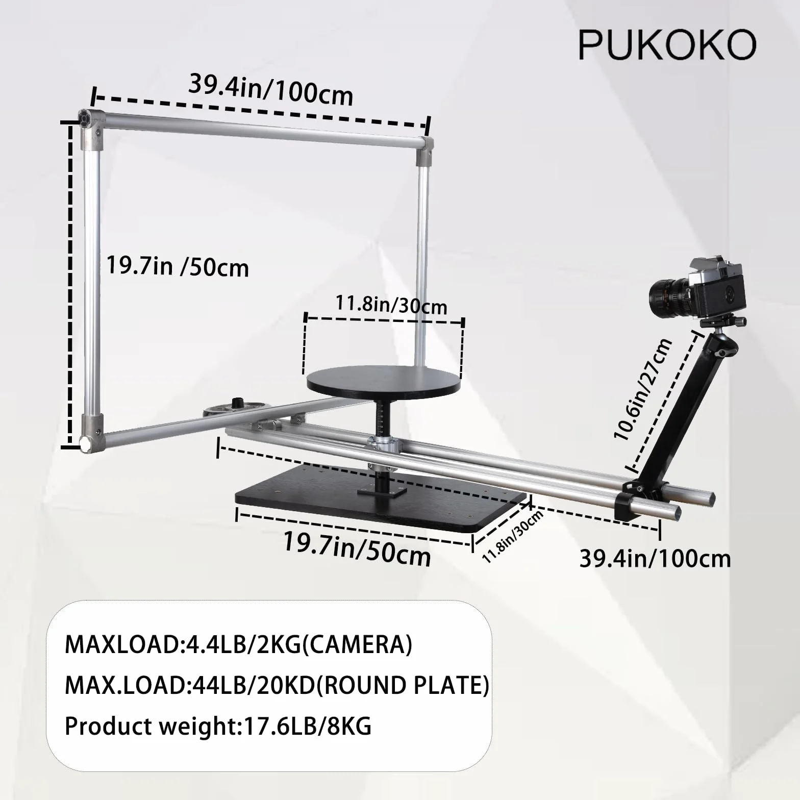 Slider per Fotocamera Girevole a 360 Gradi, Piattaforma Video Fotografico, Piatto Girevole Professionale per Fotografia