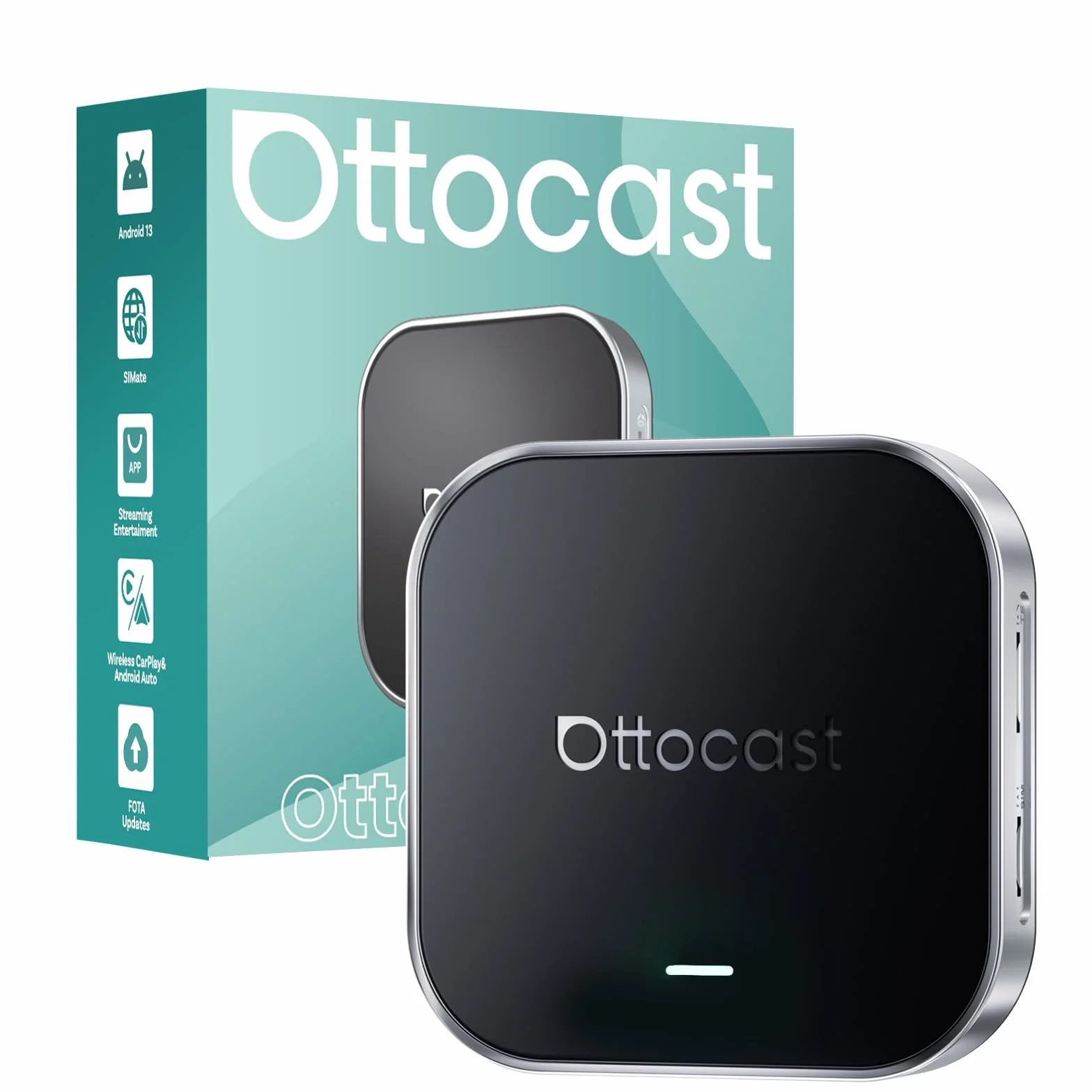 OTTOCAST OttoAibox E2 2026 AI Box, 3-in-1 CarPlay e Android Auto Wireless Android 13 Streaming Box, Adattatore CarPlay Wireless Dual WiFi, Schermo Diviso, Bluetooth 5.0, Aggiornamento FOTA