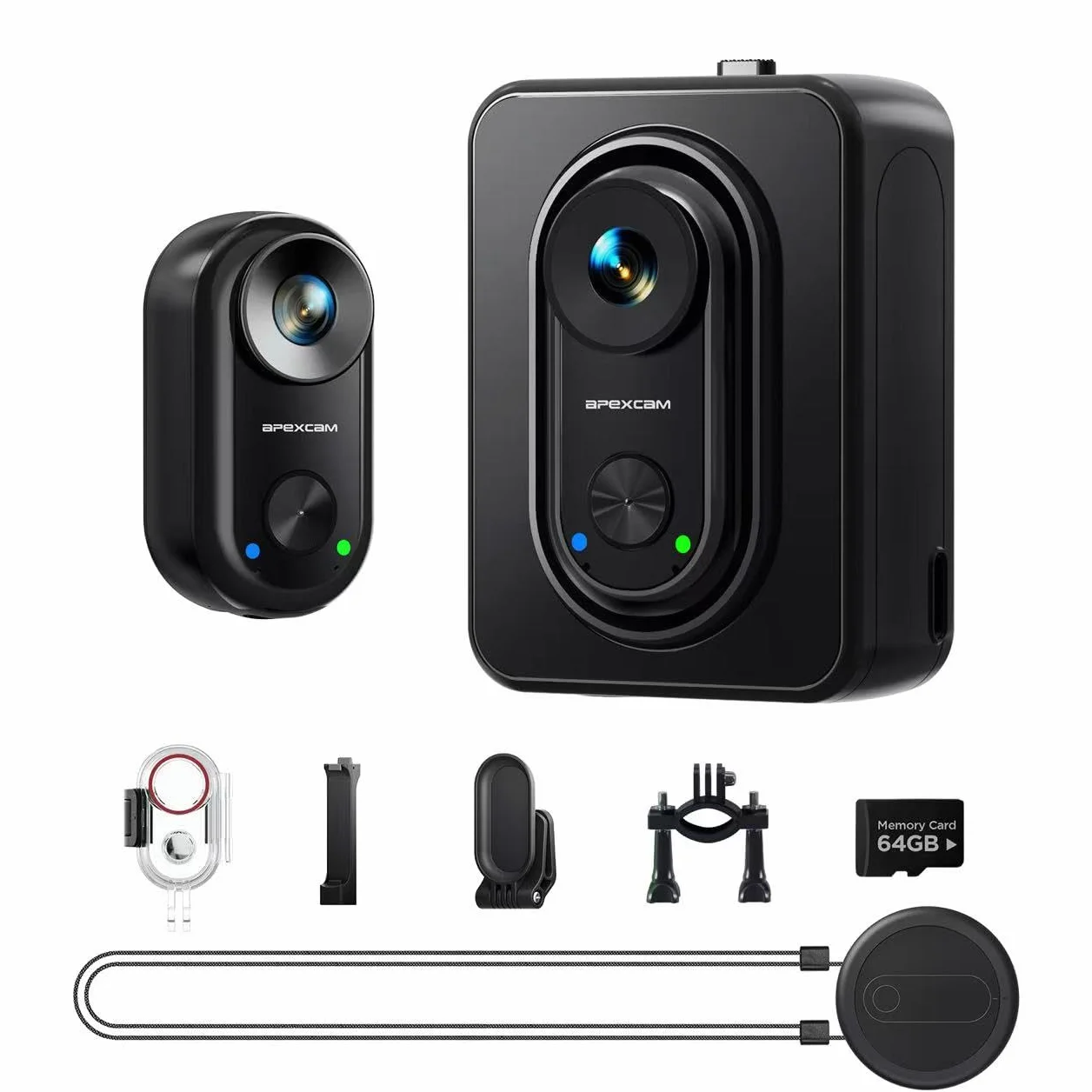 Apexcam K70 4K Mini Action Cam,POV Body Cam Con Scheda 64GB,WiFi EIS 20MP Body Cam Sportiva Portatile Vlogging Fotocamera,30M Fotocamera Subacquea,Videocamere Montate sul Corpo Con Supporto Magnetico