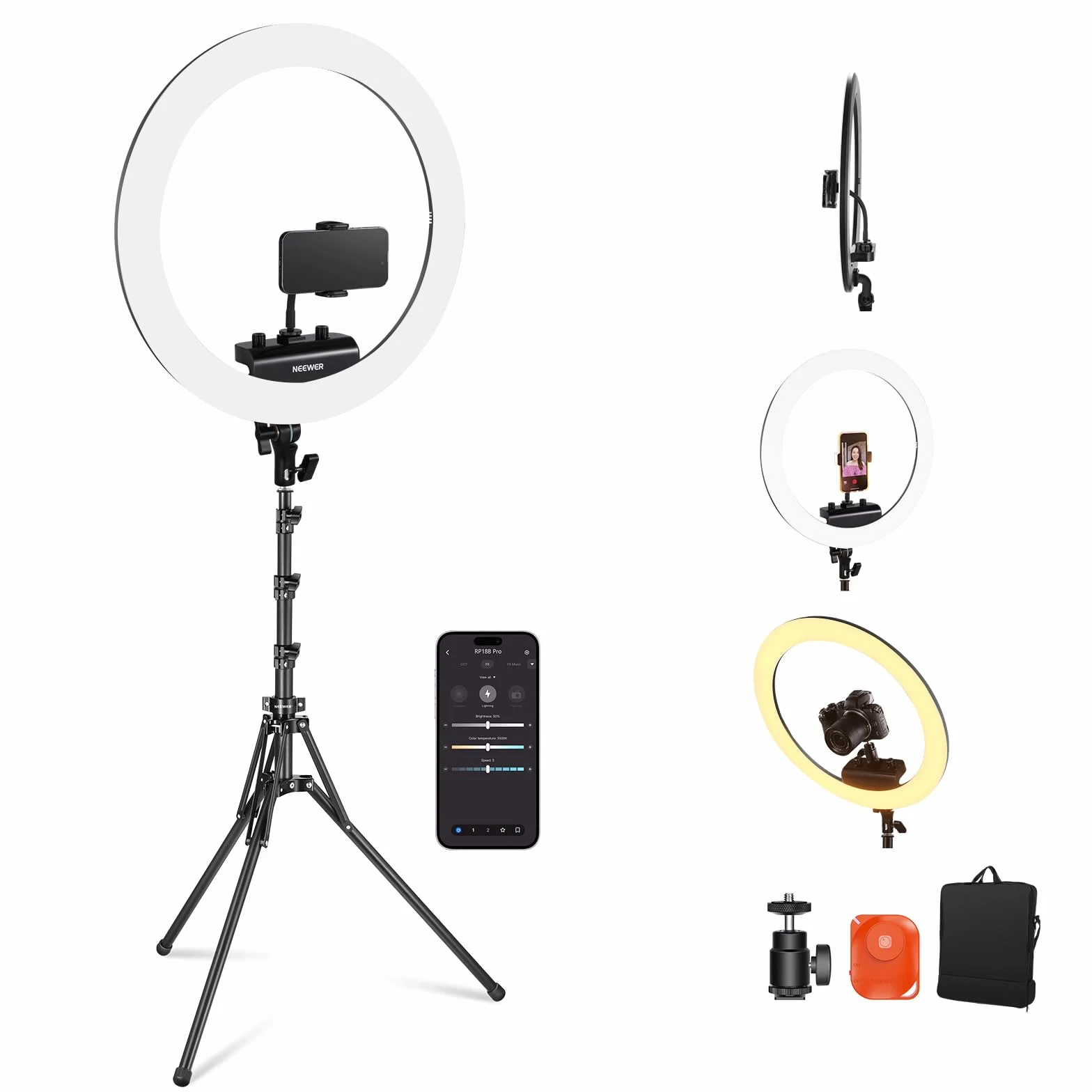 NEEWER RP18B Pro Luce Anulare Professionale 45W 2900K-7000K TLCI98 Illuminazione Morbida