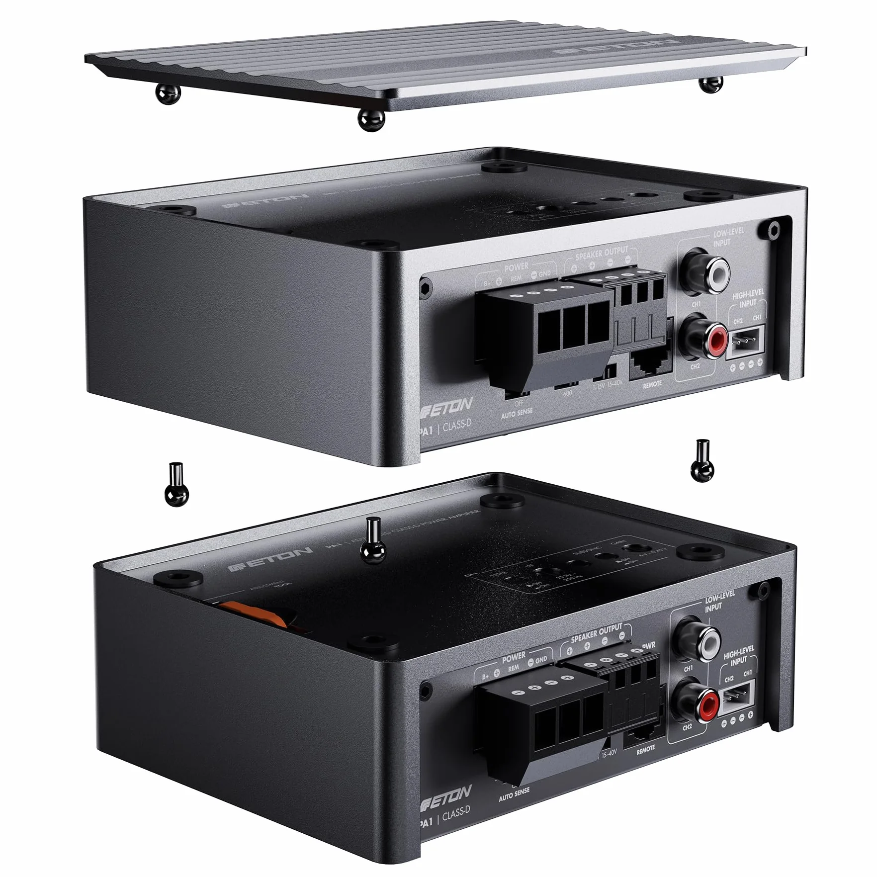 ETON PA 1 - Amplificatore ultra compatto a 1 canale, potente amplificatore digitale micro subwoofer per auto e camper, monoblocco classe D da 1 x 200 Watt