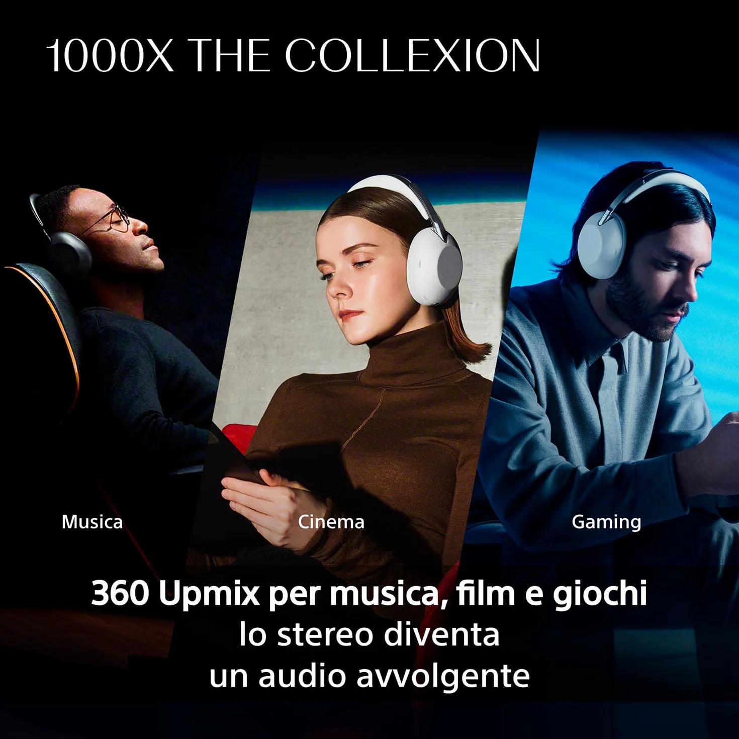 SONY 1000X THE COLLEXION cuffie wireless Bluetooth over-ear di lusso, Hi-Res, premium Noise Cancelling, audio spaziale 360, custodia resistente, compatibili con iOS e Android – Black, nuovo modello