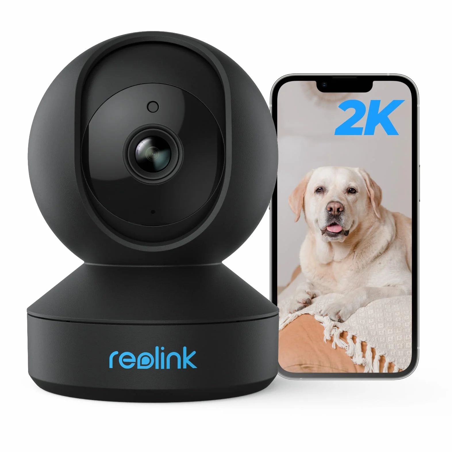Reolink 3MP Telecamera WiFi Interno con Pan/Tilt, Audio a 2 Vie, Videocamera Sorveglianza WiFi da 2.4 GHz, Visione Notturna, Rilevamento del movimento, Accesso Remoto,Cloud, E1 Nero (Ricondizionato)