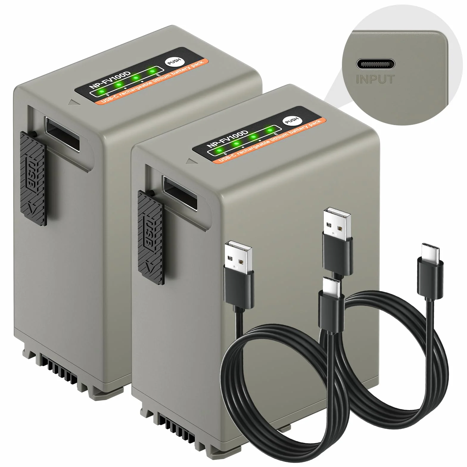 NP-FV100 USB-C batteria 4590mAh 2 pezzi per Sony NP-FH100 FH90 FH70 FH60 HDR-CX455 CX675 CX290 CX330 CX380 CX430V CX580V CX760V CX900 PJ540 PJ580V PJ670 PJ710V PJ 7 60V PV790V PJ810