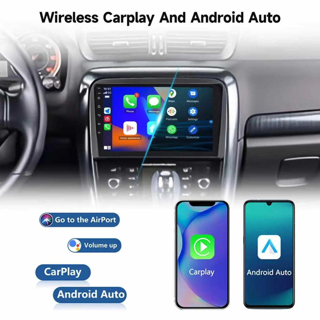 Autoradio Android 9 Pollici per Fiat Croma | CarPlay & Android Auto, Navigatore GPS, Bluetooth, WiFi, Schermo Touch HD, 4GB RAM + 32GB ROM 2005-2012
