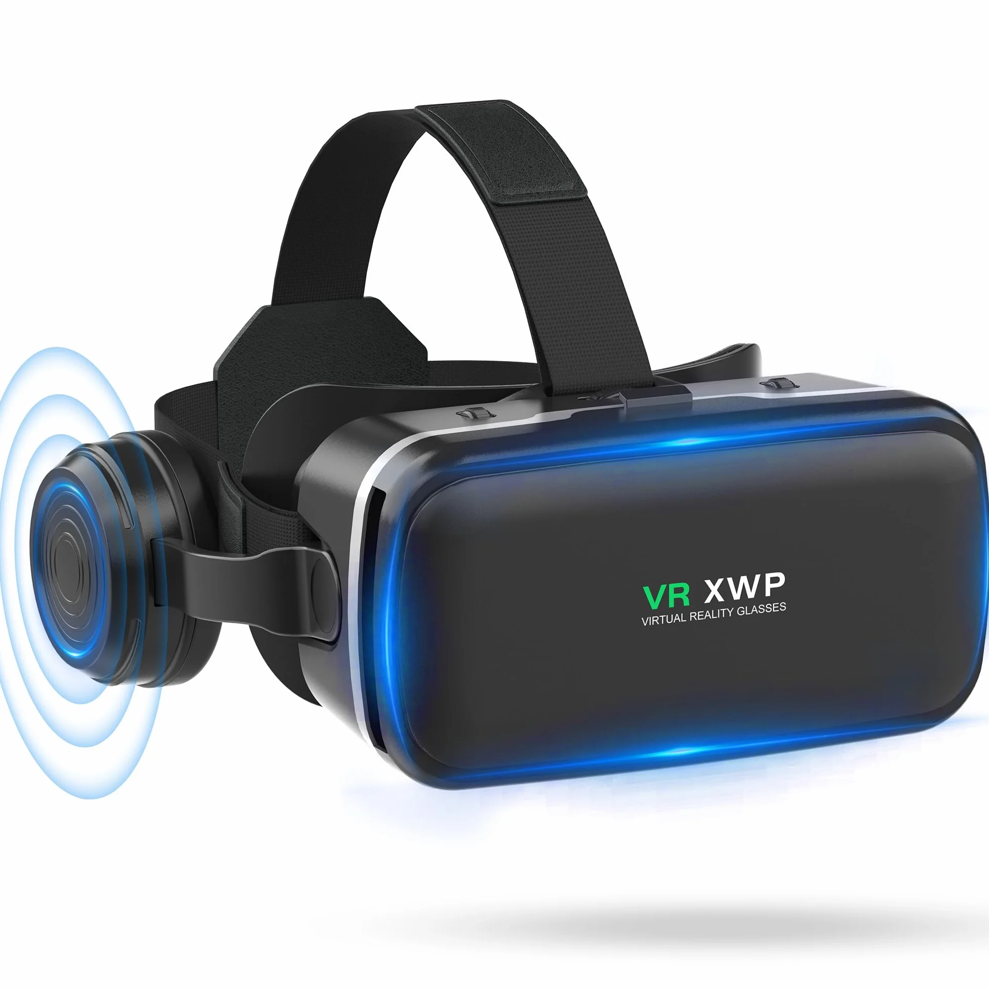 XWP Visore Realtà Virtuale, Occhiali VR 3D Con Cuffie E Lenti HD Con Filtro Luce Blu, Compatibile Con iPhone E Android (4,7–6,8"), Ideale Per Giochi E Film, Regalo Di Compleanno Per Amici E Famiglia