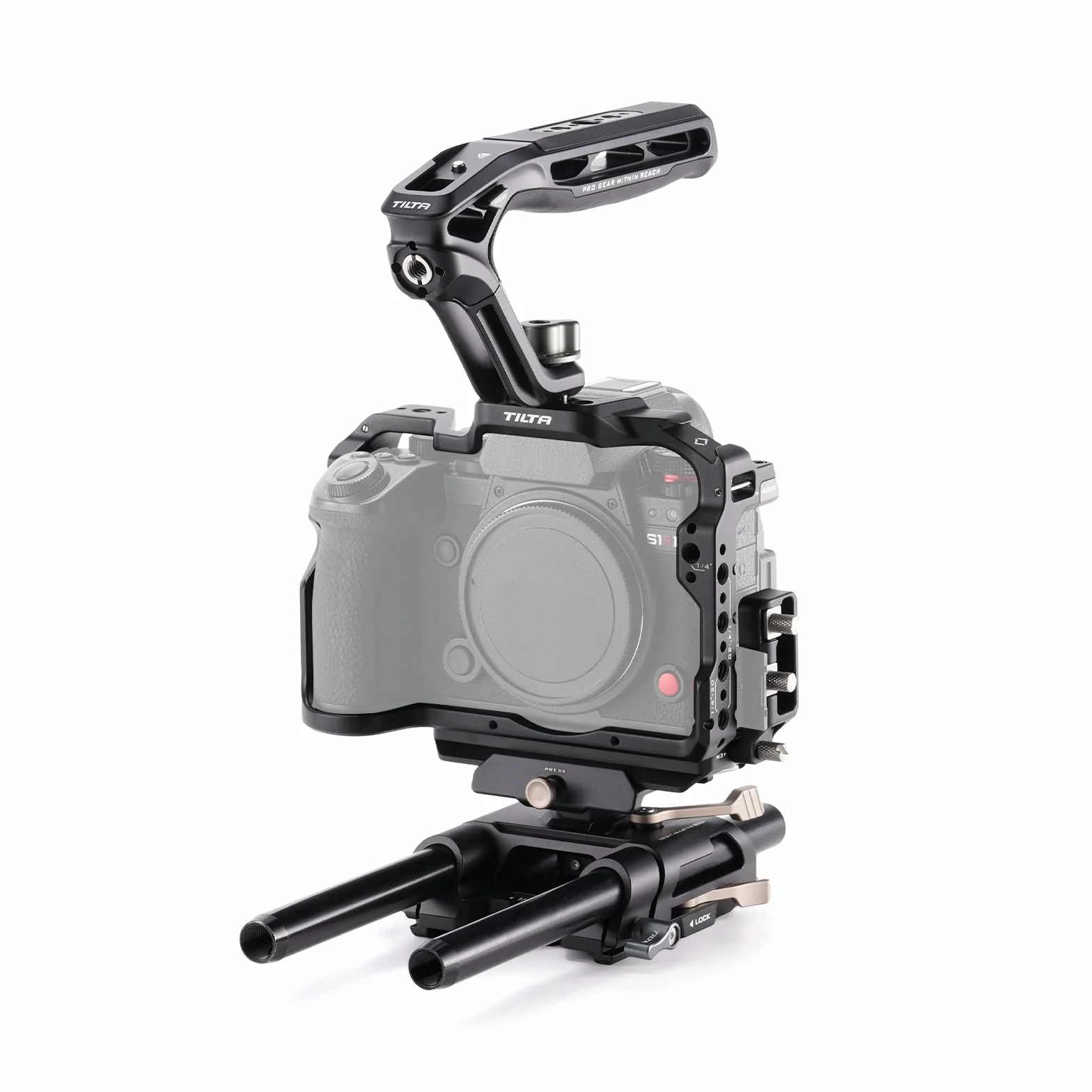 Tilta S1R II Gabbia, Kit di Base per Gabbia Fotografica Compatibile con S1R II/S5 II/S5 IIX/G9 II con Impugnatura Superiore, Piastra di Base LWS da 15 mm, Set di Aste - Nero TA-T80-A-B