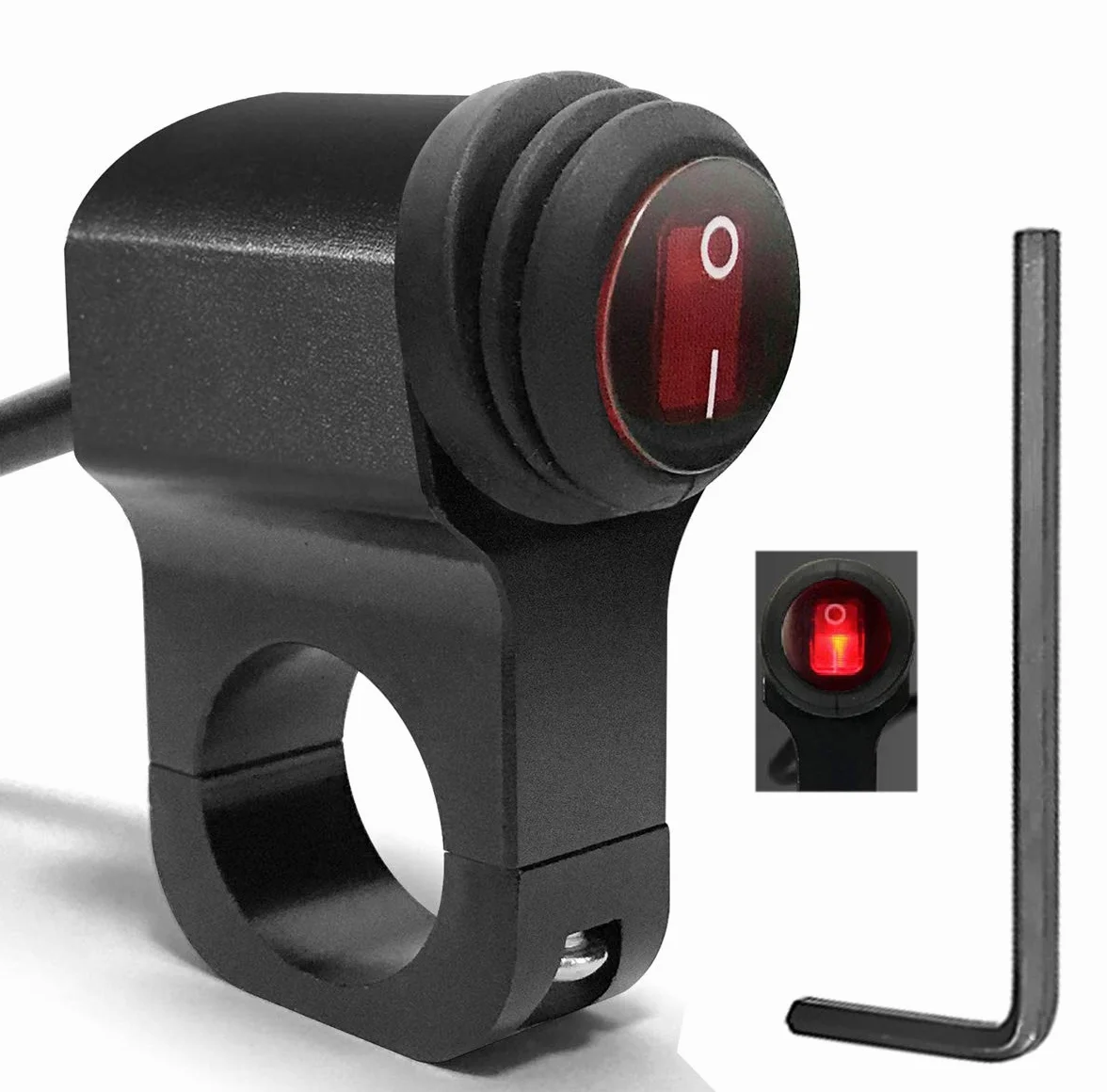 Greluma interruttore manubrio motocicletta ATV 12V lega alluminio impermeabile luce