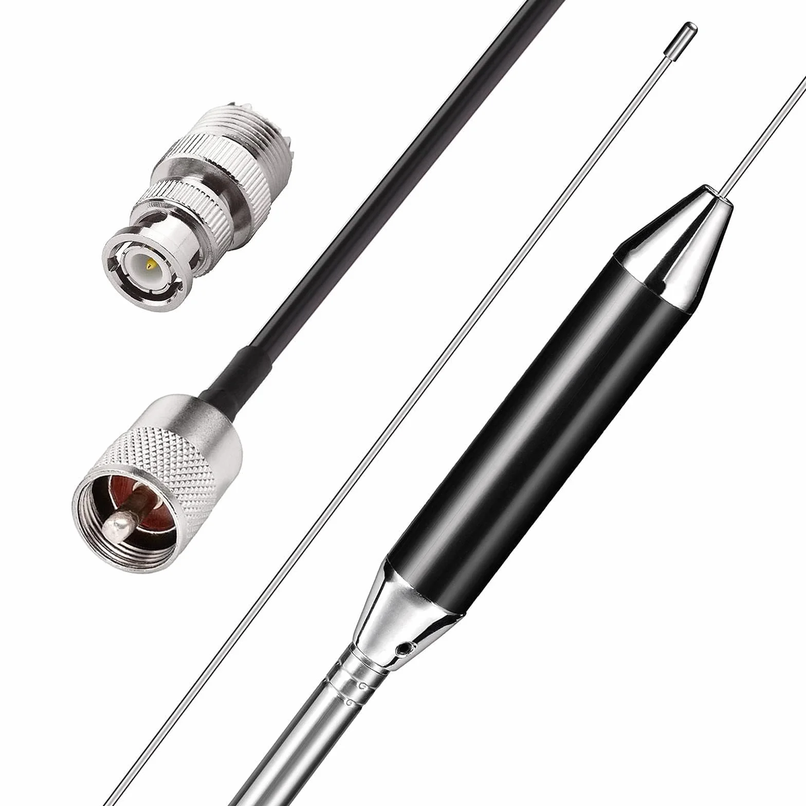 Bingfu Antenna CB Veicolare Camion Camper Auto 27MHz Base Magnetica PL259 e BNC Compatibile con Cobra Midland Uniden Maxon President Radio CB Mobile/Bobina di Rame Interna/Acciaio Inossidabile