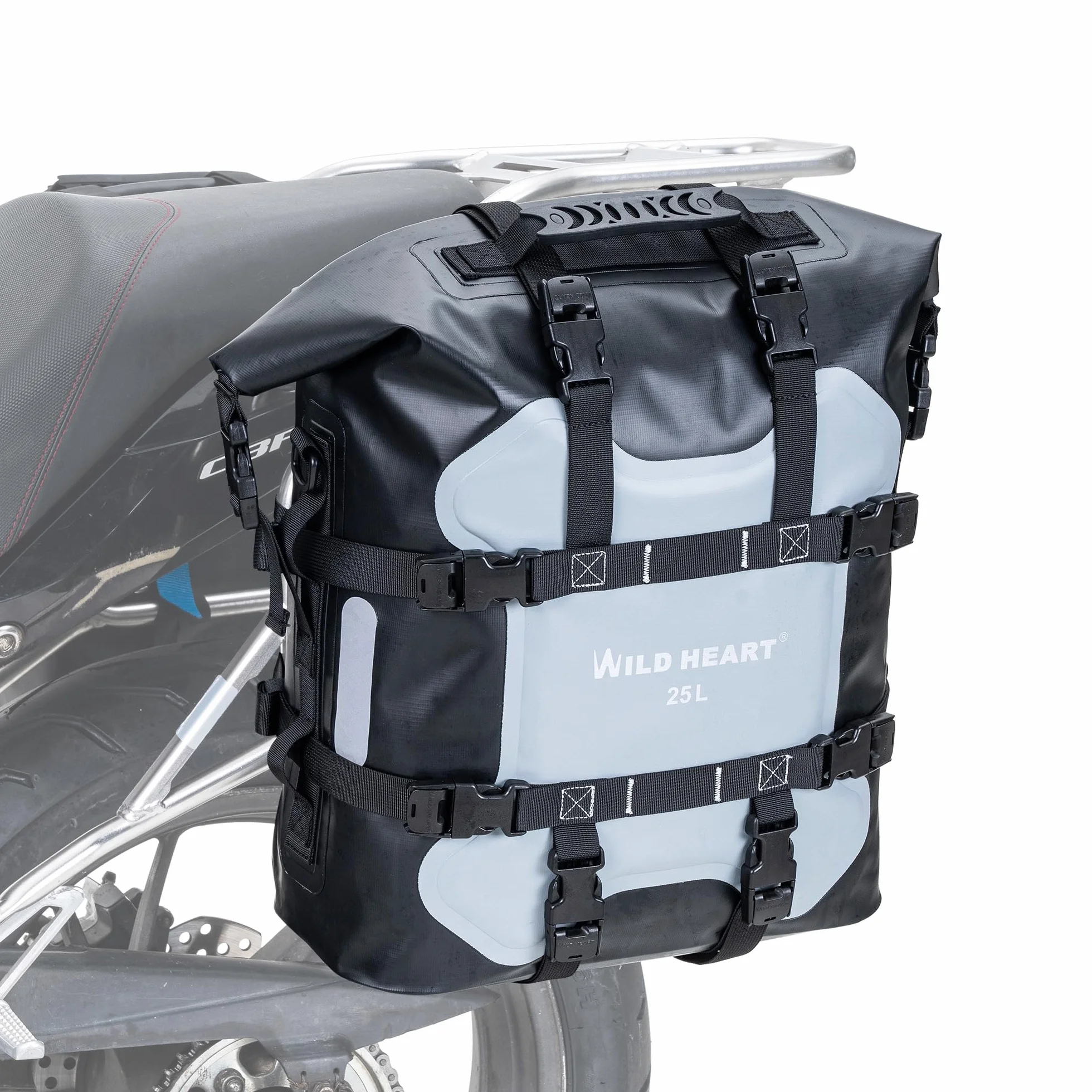WILD HEART Moto borsa laterale in acciaio inox impermeabile 25L Borse da sella