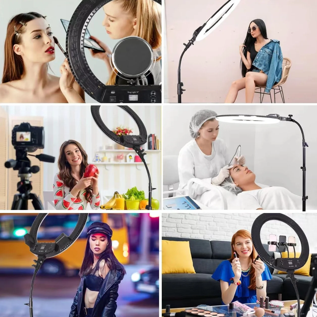19" LED Luce Anulare Kit con Stativo, Specchio e Supporto per Telefono per La Fotografia in Studio, Ritratto, Selfies, Live Streaming, Registrazione Video, Riempimento Trucco di Bellezza