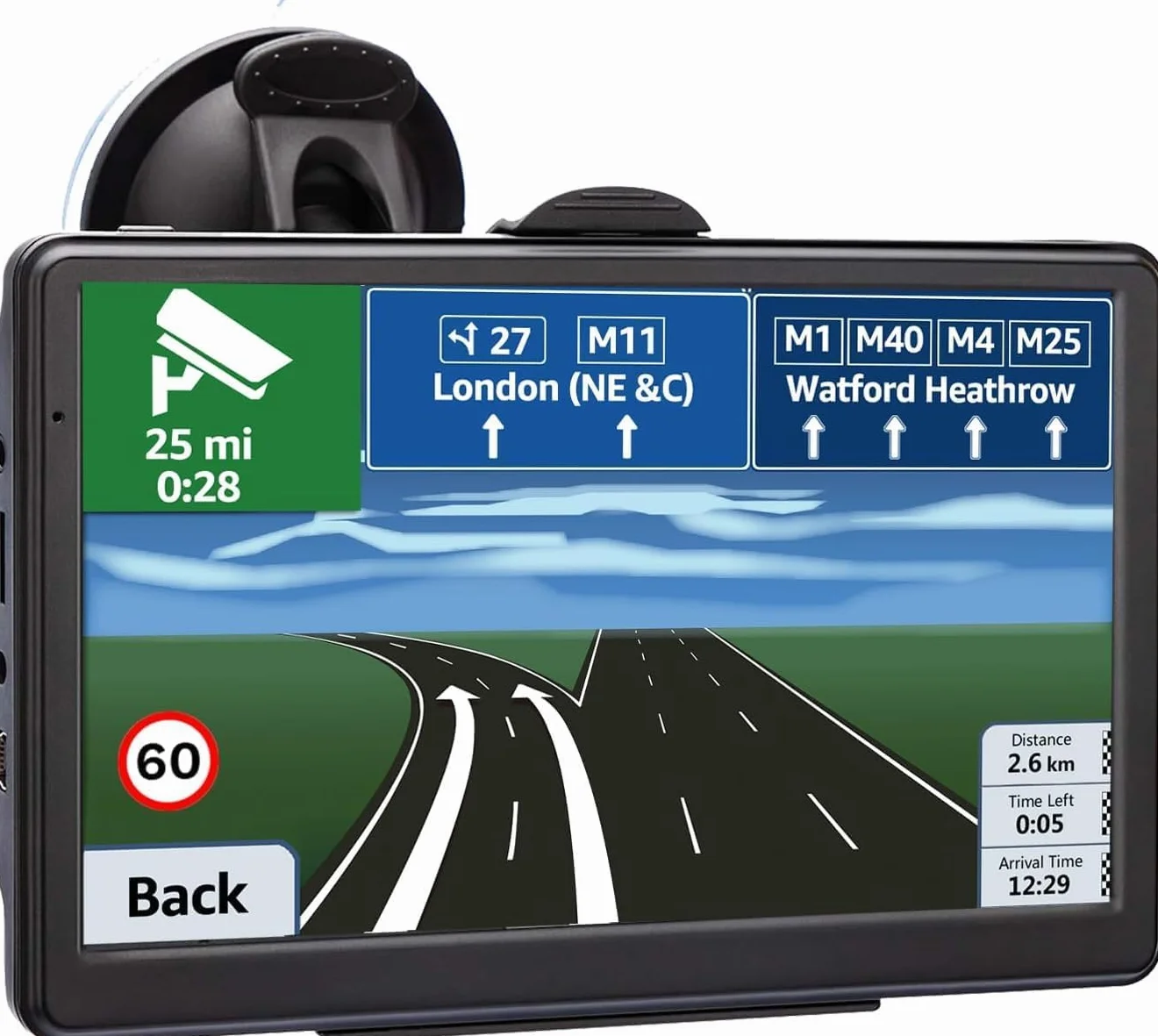 Navigatore GPS 5 Pollici Satellitare con POI Avviso Guida Vocale Aggiornamento UE Auto Camion