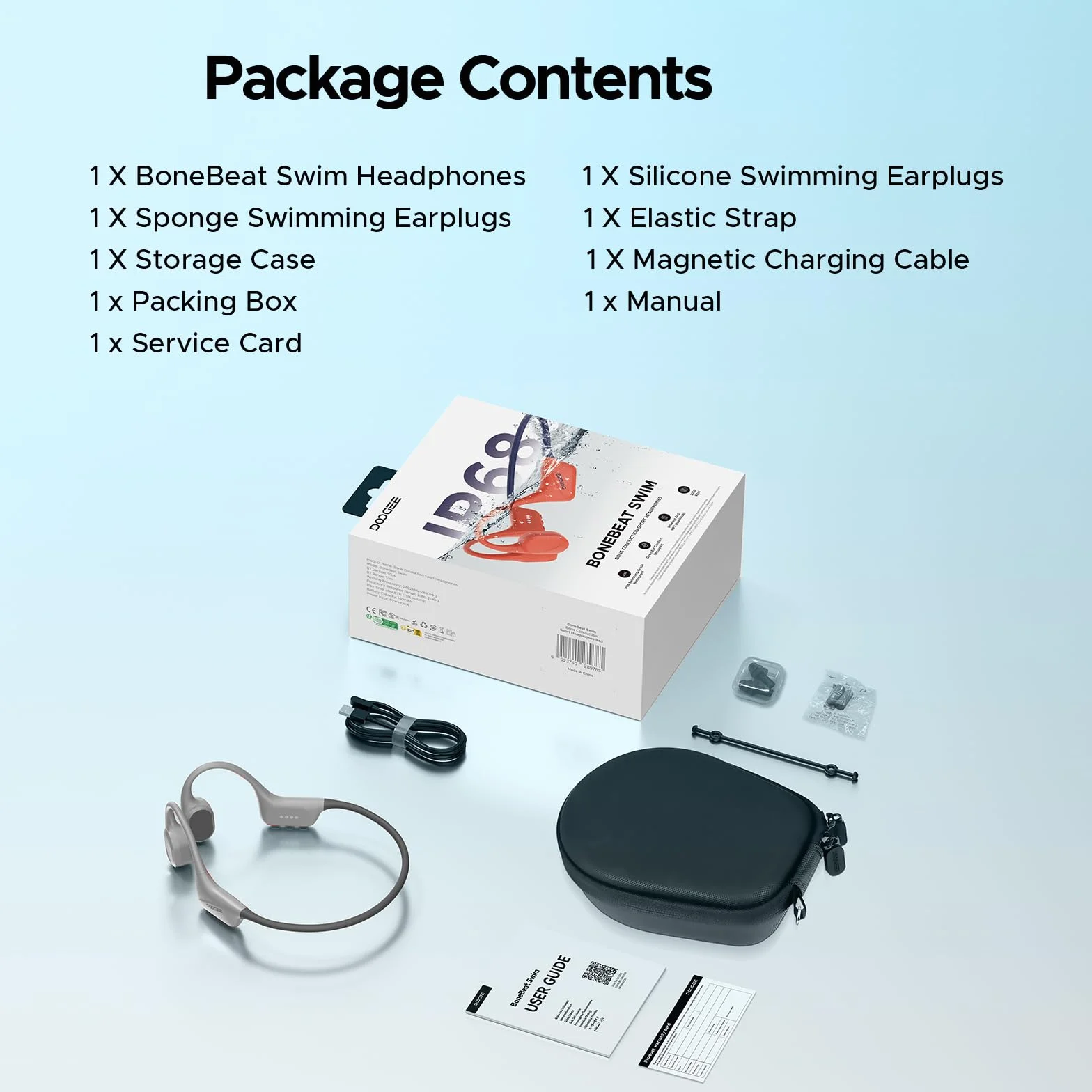 Cuffie Conduzione Ossea IP68 Impermeabili per Nuoto, Auricolari Sportive Bluetooth 5.4, MP3, 32GB, Comodo Silicone, Open-Ear per Corsa, Ciclismo, Palestra,Grigio