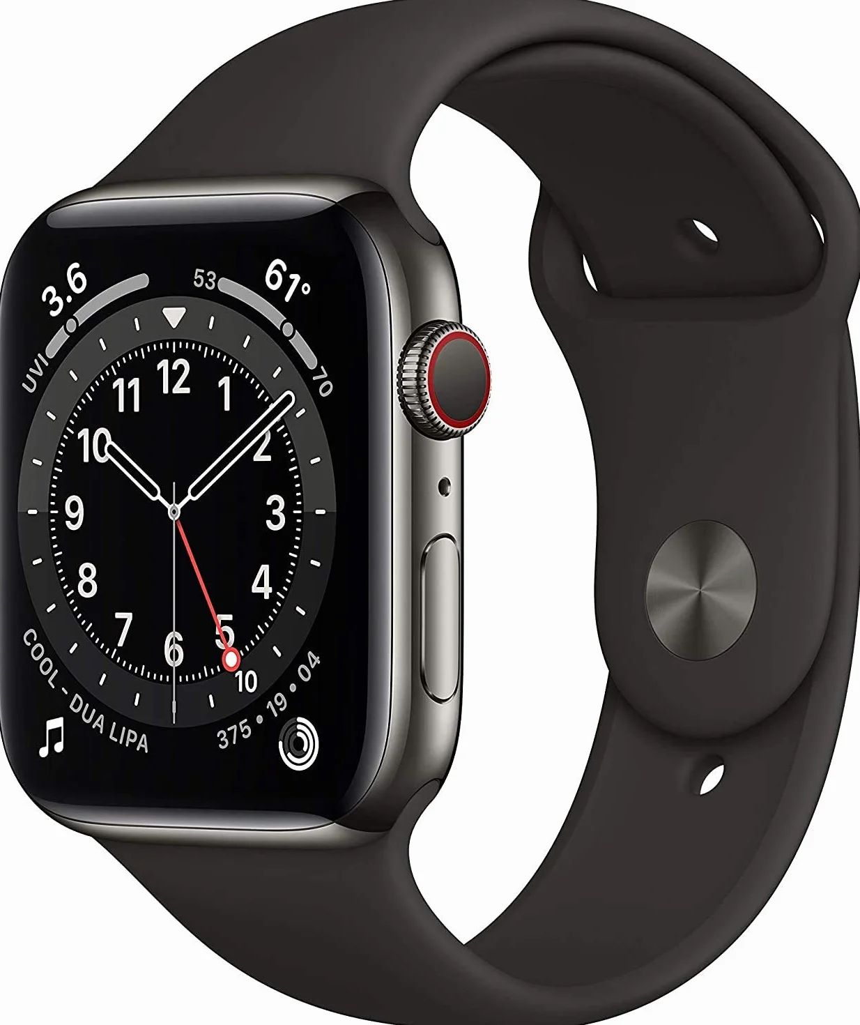 Apple Watch Series 6 (GPS + Cellulare, 44MM) Cassa In Acciaio Inossidabile Graphite con Cinturino Sport Nero (Ricondizionato)