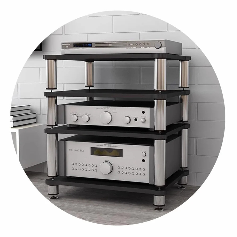 Rack HiFi 4 Livelli Regolabile in Altezza Supporto TV AV per Amplificatore Altoparlanti Giradischi