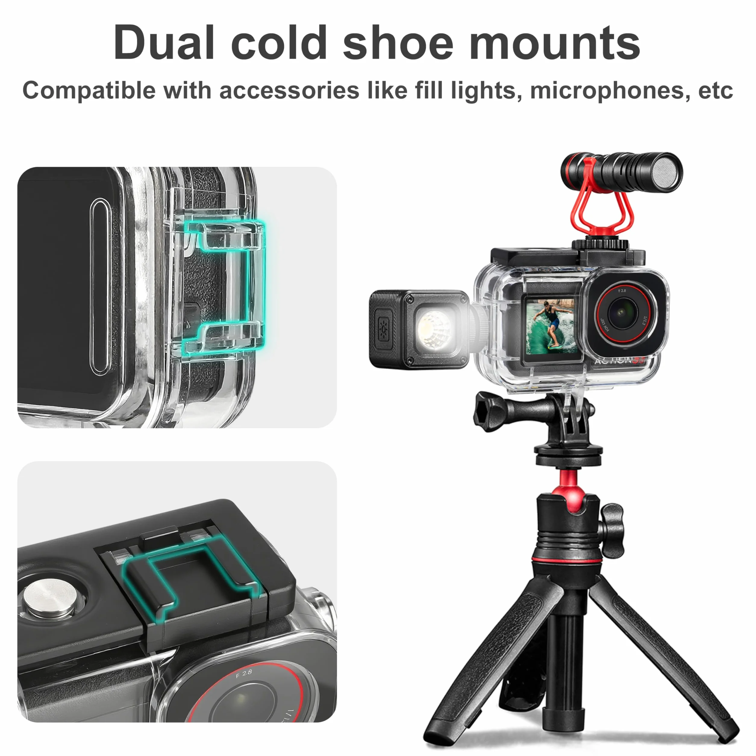 FitStill Custodia subacquea impermeabile da 50 m e manico galleggiante, adatta per DJI osmo Action 5pro/Action 4/Action 3 accessori per set da immersione