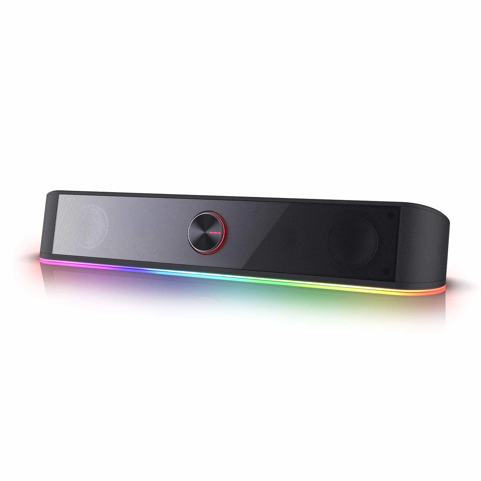 Redragon GS560 Adiemus RGB Desktop Soundbar, Altoparlante per computer a 2.0 canali con barra di illuminazione dinamica, sincronizzazione audio/luce, retroilluminato con controllo touch con manopola