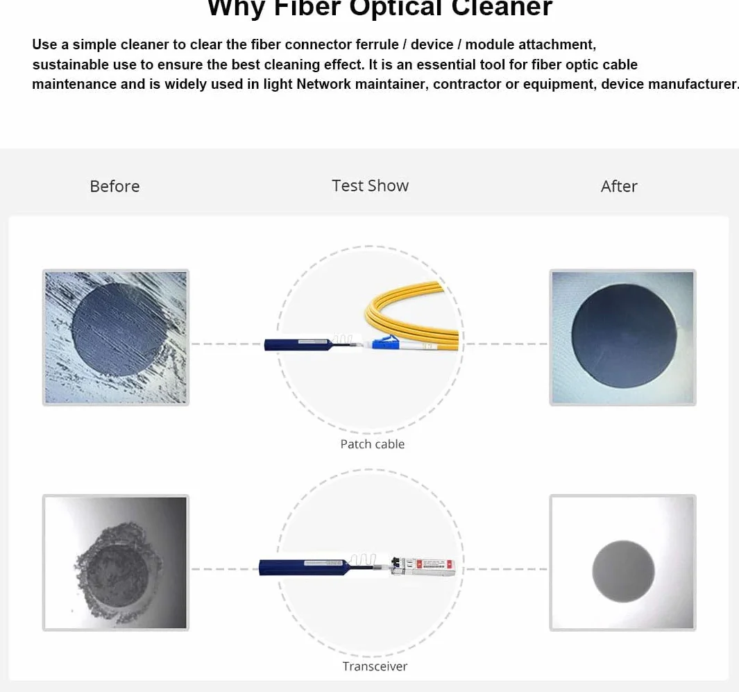 10Gtek Fiber Optic Cleaning Pen, LC/MU 1.25mm Connectors Fiber Cleaner, Over 600 Cleans Times, 5-pack