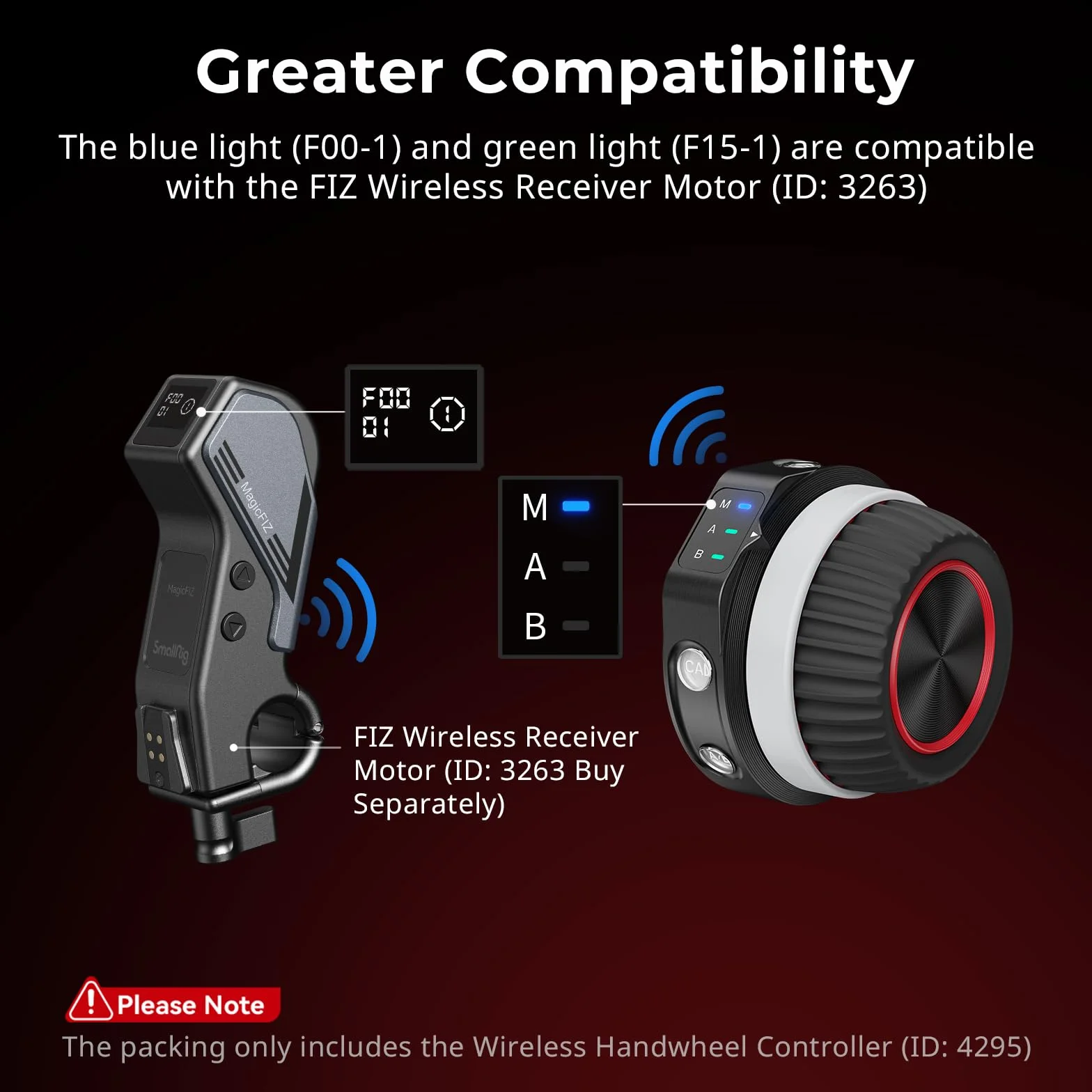 SMALLRIG Wireless Handwheel Controller (Lite), Marcatura A/B Single-Touch, Durata della Batteria di 21 ore, Controllo Semplificato, Design Leggero, Comodo e Compatto, per Obiettivi DSLR e Cine - 4295