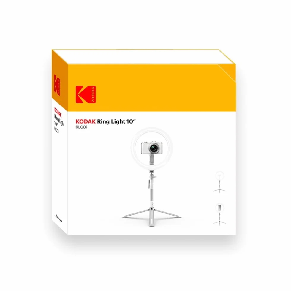 KODAK LED Selfie Ring Light - Treppiede, per Smartphone, Fotocamere DSLR Compatte, Action Cam, con Telecomando, Luminosità e Bilanciamento dei Colori Regolabili, 1600 Lumen - Bianco