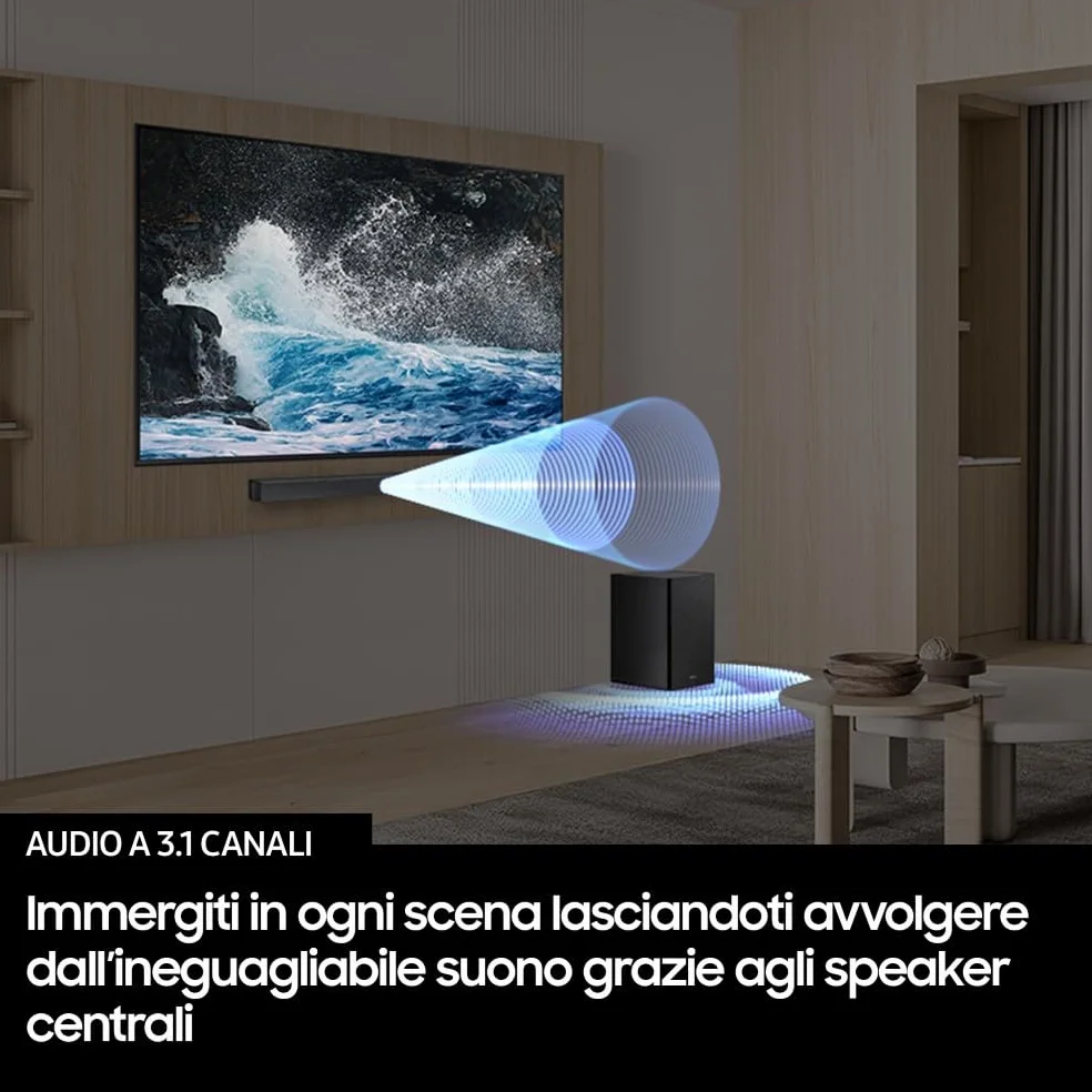 Samsung Soundbar HW-B46CF/ZF Serie B, 3 Speaker, Wireless, Dolby 2ch, Audio a 2.1 Canali, DTS 2ch, Surround Sound Expansion, Voice Enhance Mode, Titan Black, 2025