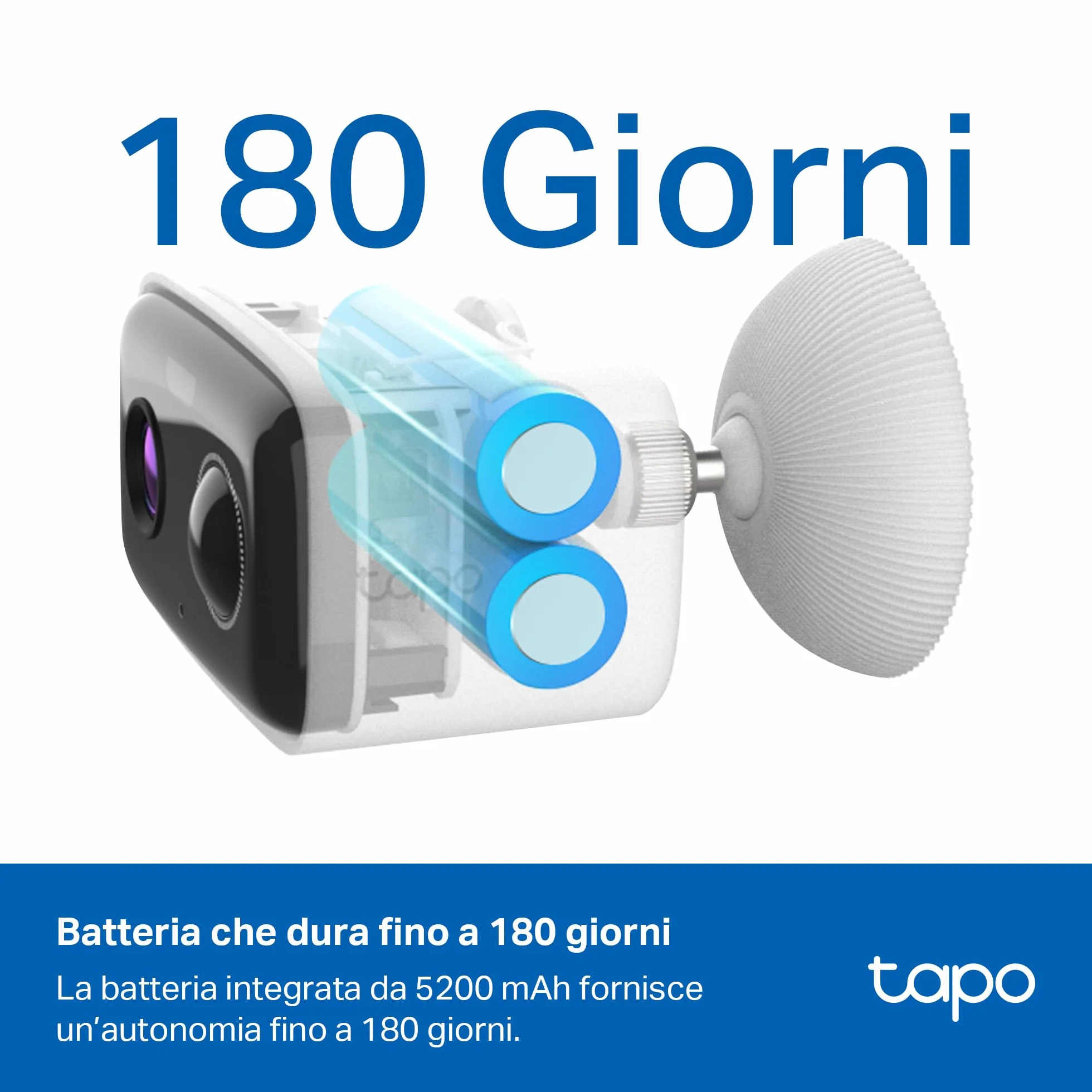 Tapo C400 Telecamera WiFi Esterno FHD senza Fili Batteria 5200mAh 180 Giorni IP65