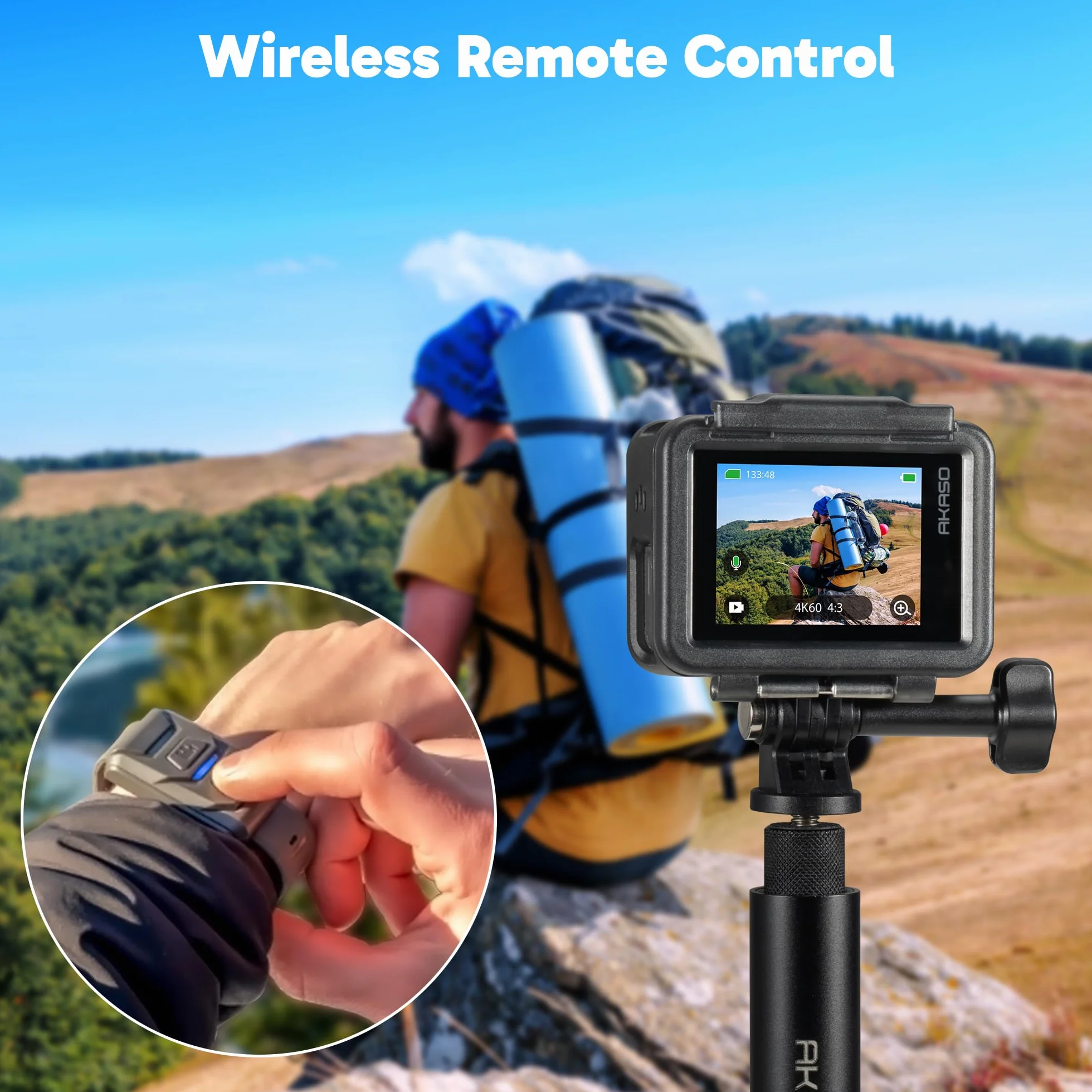 AKASO Brave 8 Lite Action Cam 4K60FPS 20MP WiFi Fotocamera Subacquea con Doppio Schermo, Stabilizzazione SuperSmooth, Grandangolo 150°, Impermeabile fino a 60M, Zoom 4X, Slo-mo 8X, 2x1550mAh Batterie