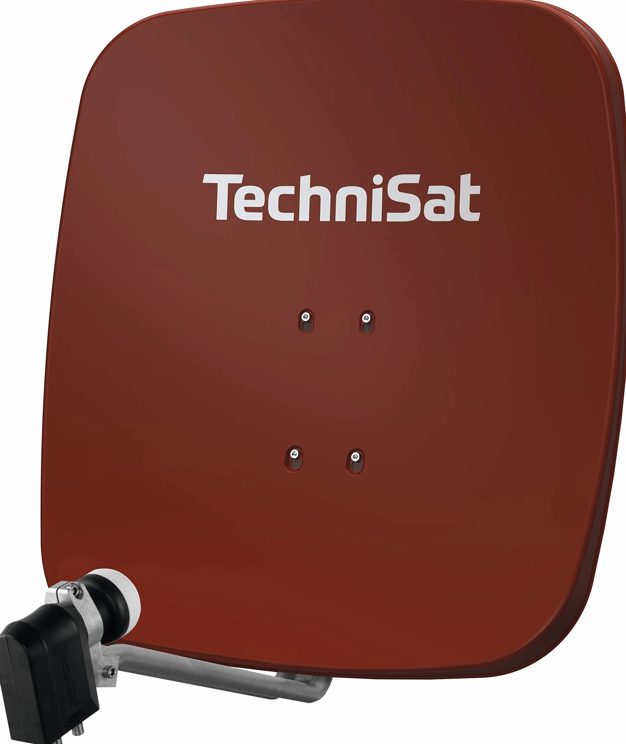 TechniSat SATMAN 65 PLUS - Parabola satellitare con LNB (sistema satellitare da 65 cm con attacco a palo e LNB universale quattro da 40 mm, necessario il multiswitch) rosso