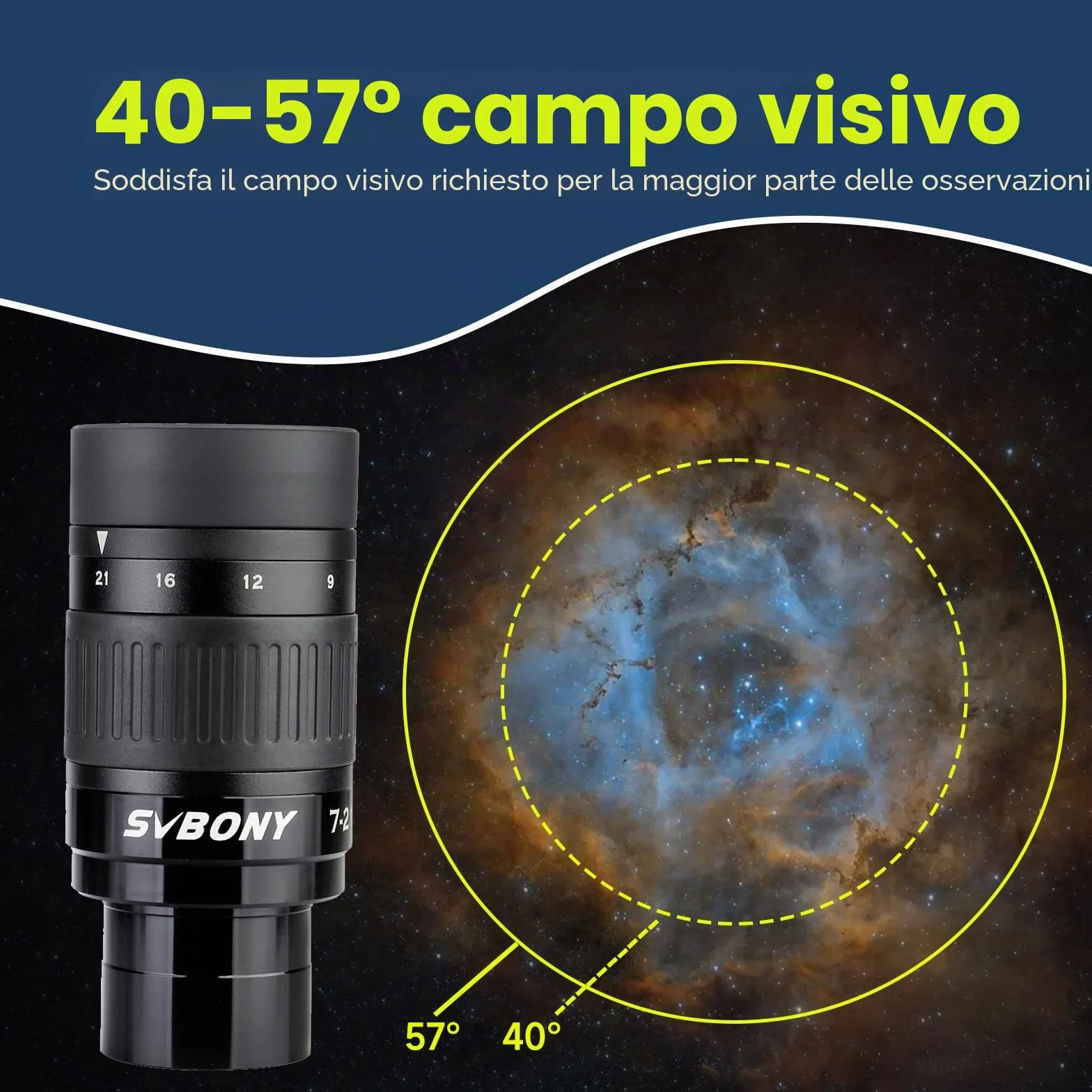 Svbony SV135 Telescopio Planetario Oculare Zoom, 7-21mm Lenti Oculari con FMC 6 Elementi 4 Gruppo, per Luna Astronomia Osservazione