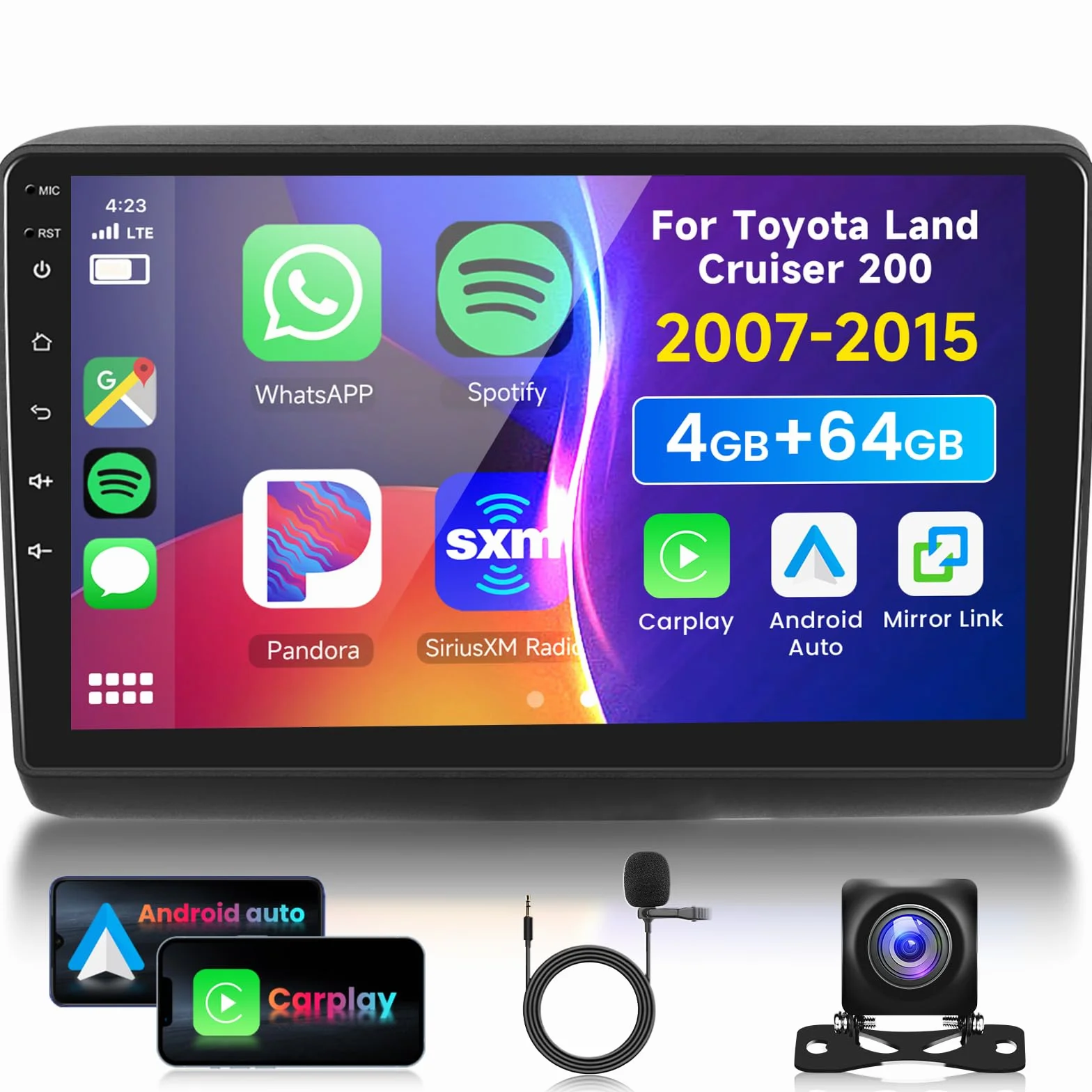 4G 64G VECHTEL 9"Autoradio Bluetooth per Fiat DUCATO 2010/Citroen Jumper/peugeot Boxer Carplay Android Auto,Android 15,DSP EQ,1280 * 720,Wifi GPS Navi,Mirror link,RDS/FM Radio con Retrocamera AHD