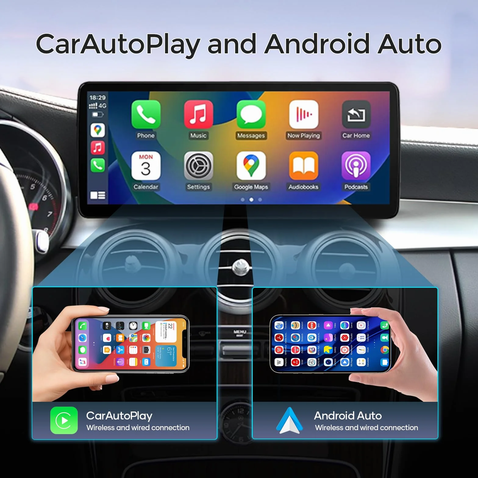 12.3" HD Car Radio Screen Stereo GPS per Mercedes C W205 GLC 253 NTG 5.0 Android 8 core Qualcomm 8 GB + 128 GB built-in Wireless CarPlay Android Auto DSP IPS 4G WiFi Bluetooth 5.1