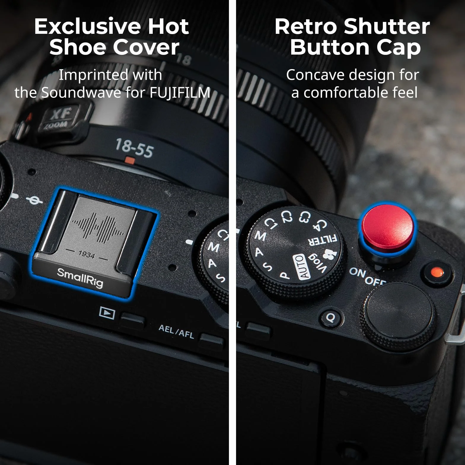 SMALLRIG X-M5 "Retro" Cage per FUJIFILM X-M5, con Impugnatura in Legno Integrata e Piastra a Sgancio Rapido per Arca, Include Parabrezza/Copertura Slitta a Contatto caldo/Pulsante di Scatto - 4892