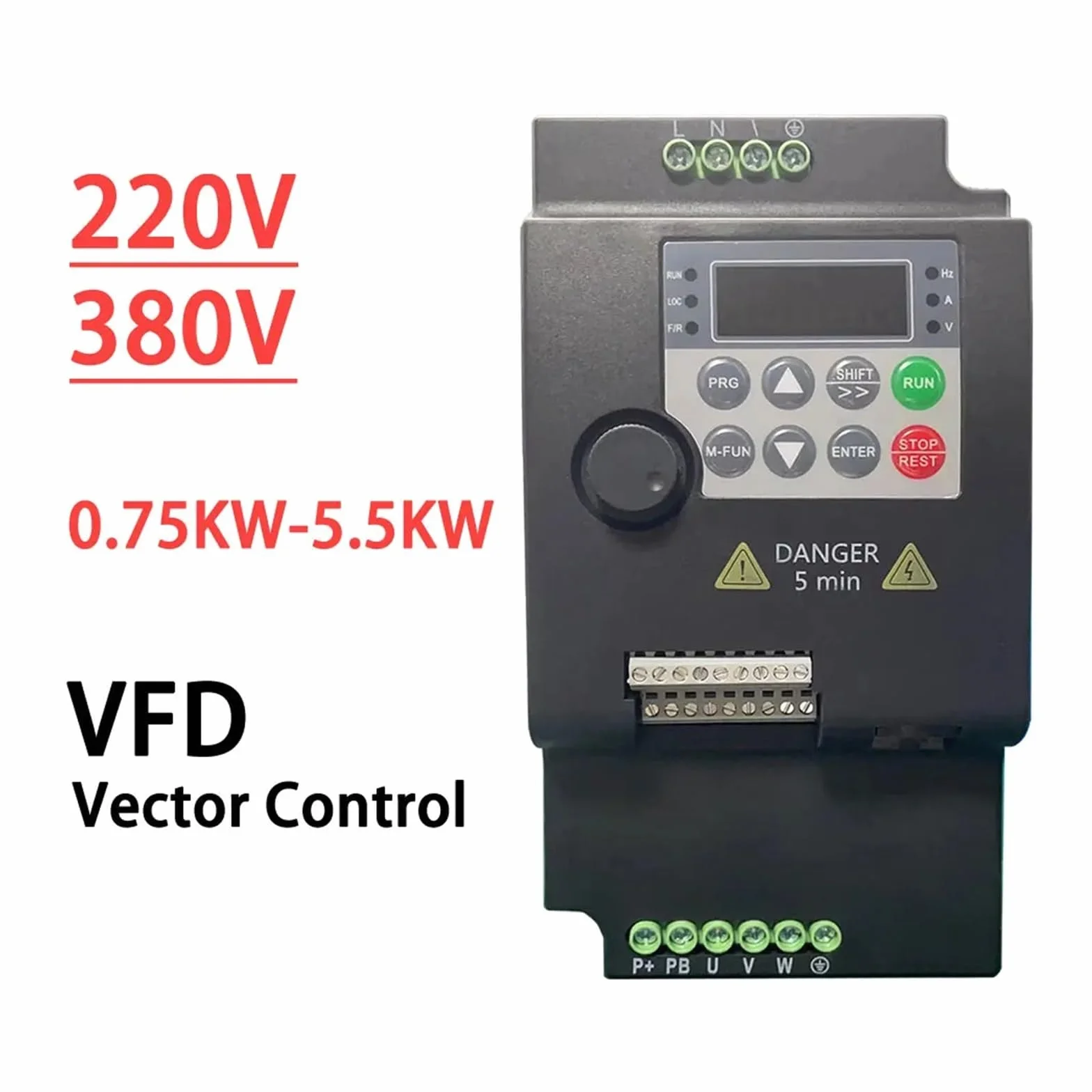 Inverter a frequenza variabile VFD 220 V 380 V 0,75/1,5/2,2/3,7/4/5,5 kW, regolatore di velocità con Controllo vettoriale(2.2KW 220V 1PH-3PH)