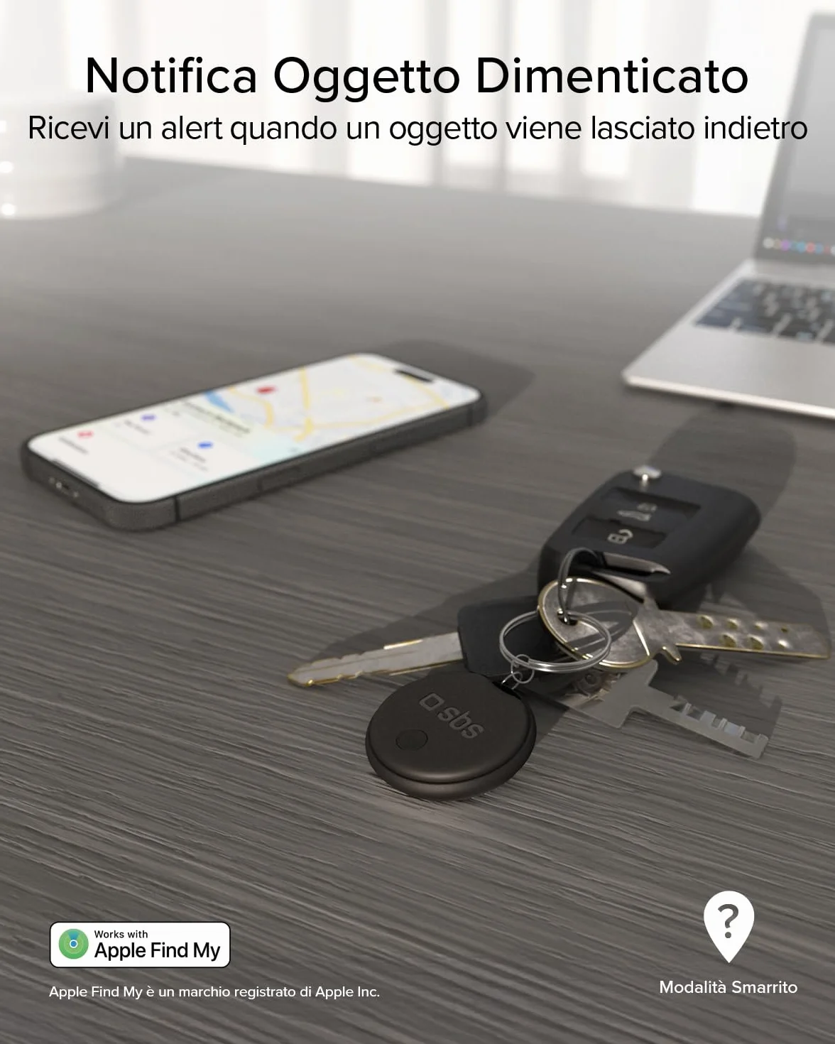 SBS Track My Dot Kit 4 Smart Tag Localizzatori Compatibili Apple Find My Google Find Hub Nero