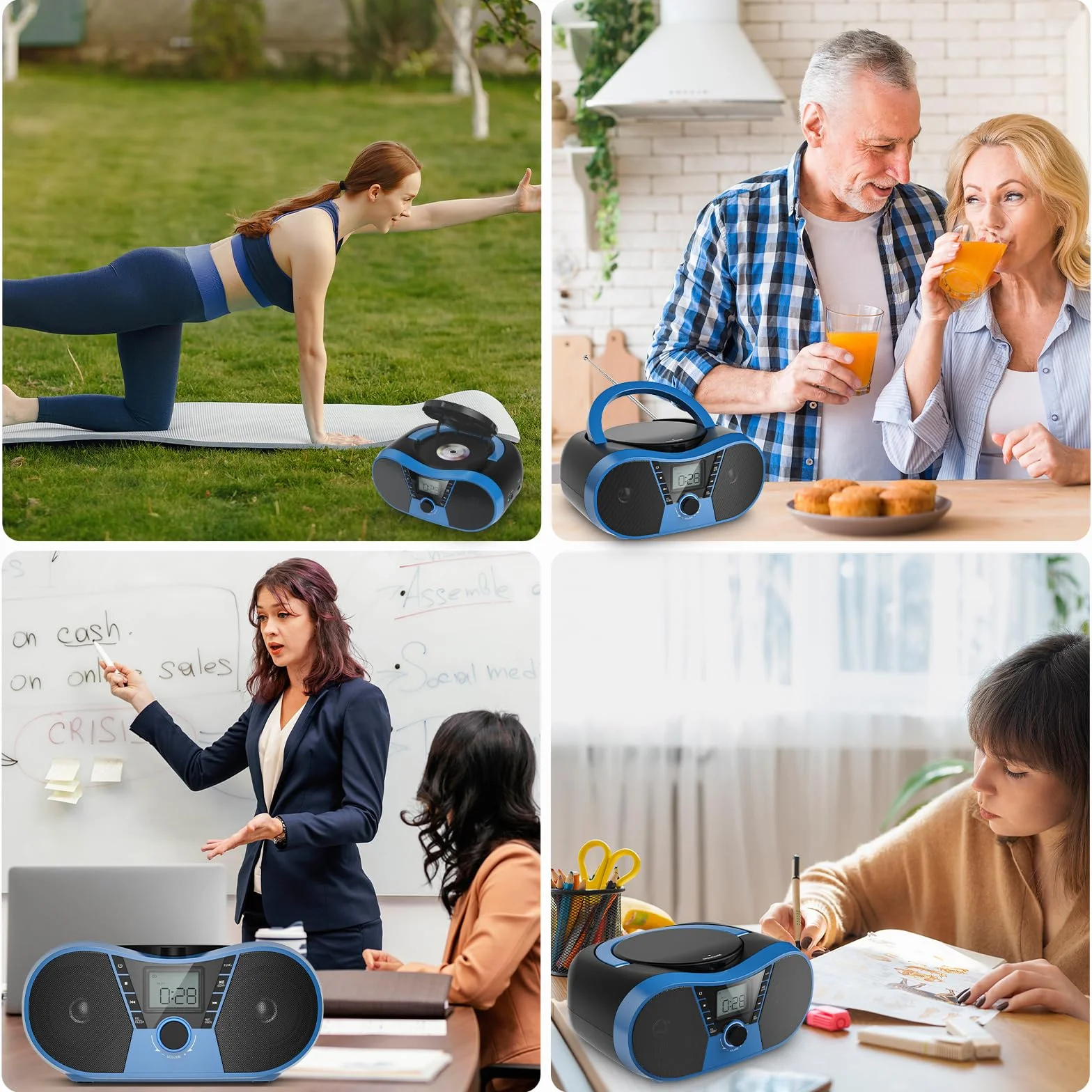 Gueray Radio Portatili Boombox con Bluetooth Lettore CD Altoparlante Audio Stereo con Lettore CD Radio AM/FM USB Riproduzione MP3 Ingresso AUX da 3,5 mm Jack per cuffie Display LCD Telecomando