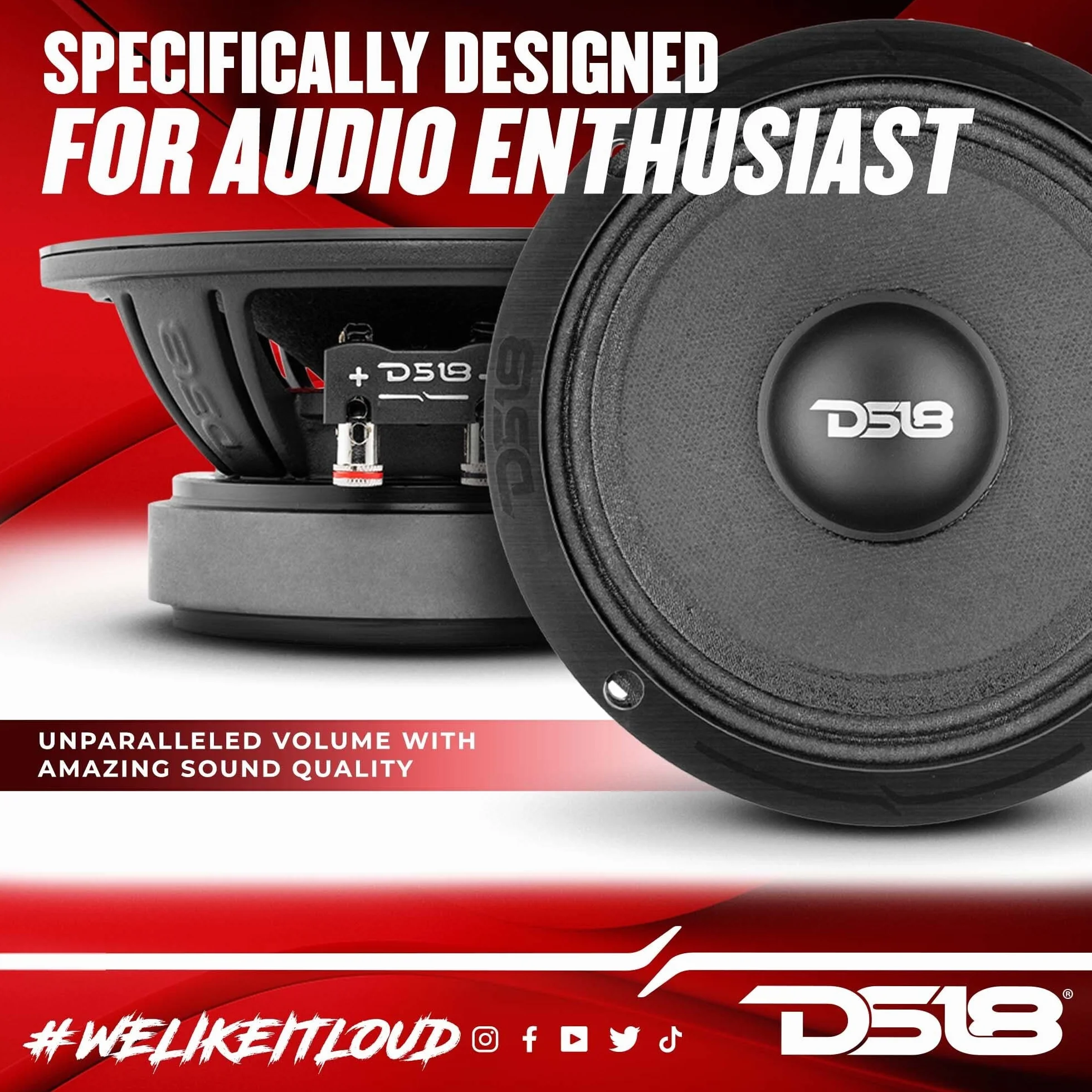 DS18 1 PRO-ZXi6M mid-range diffusore da 16,5 cm 165 mm 6,5", 300 watt rms 600 watt max, impedenza 8 ohm, sensibilità 97 db spl, party, cassa acustica, casa, 1 pezzo
