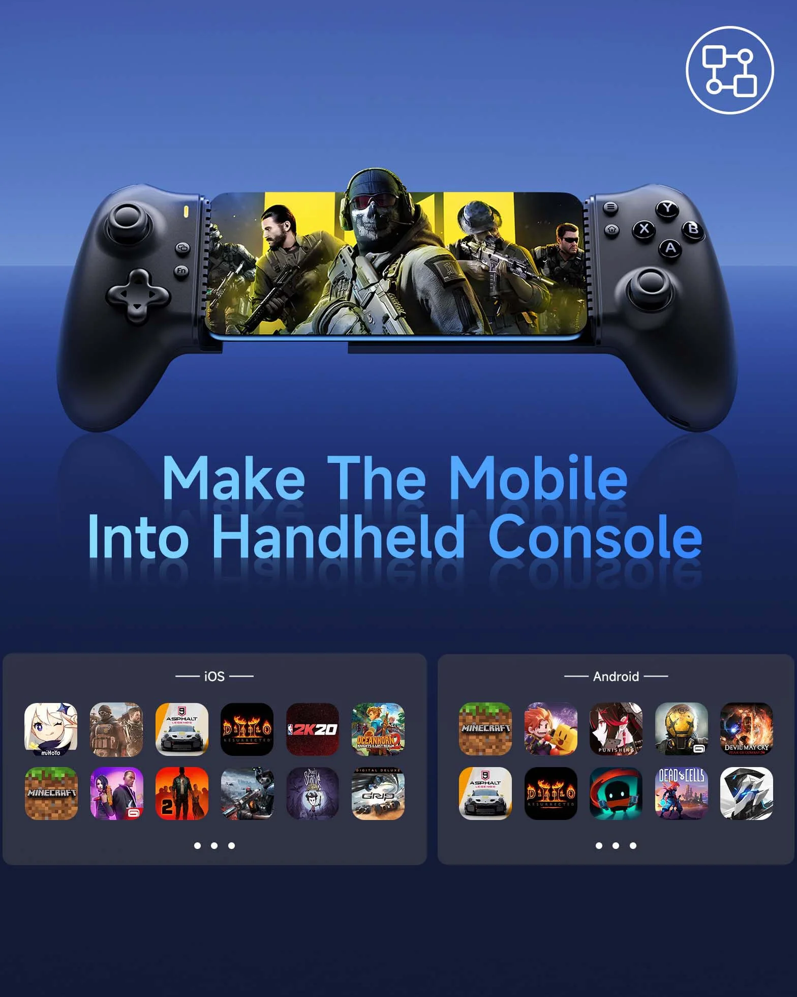 EasySMX M15 Controller Smartphone Android, Gamepad Bluetooth con Joystick & Trigger Hall Effect, Pulsanti Meccanici, Compatibile con Cellulare/PC/Tablet - Nero
