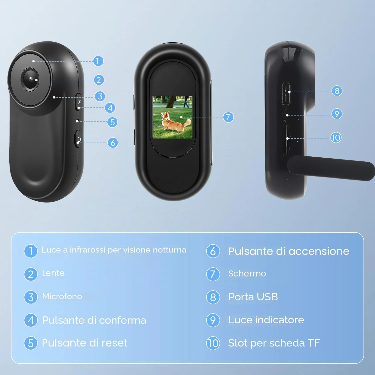 Action Camera Mini Magnetica Portatile 1080P HD 64G 130° Grandangolo Senza Fili per Sport Esterni