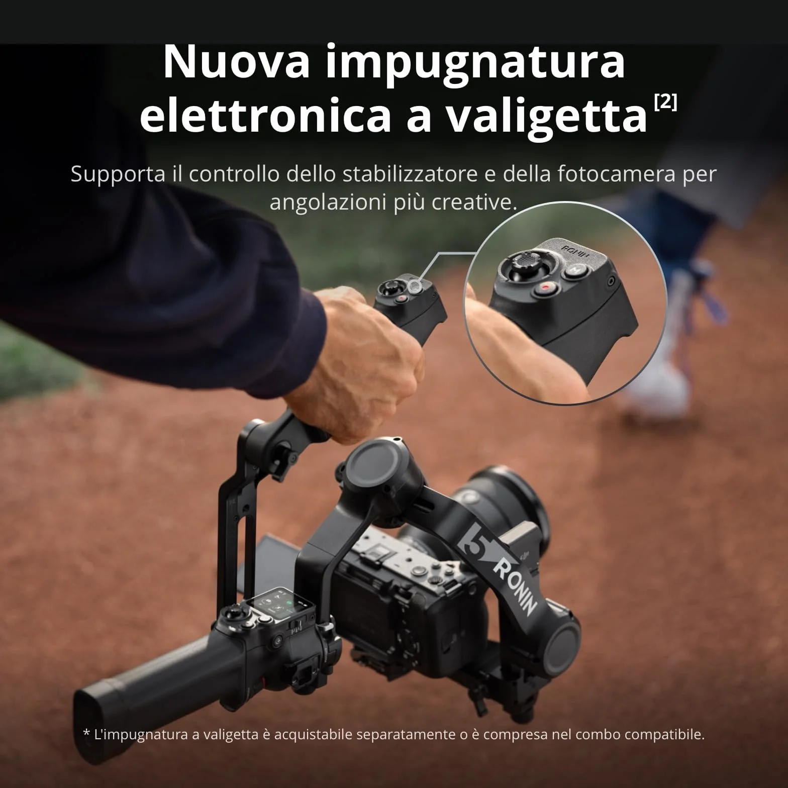 DJI RS 5 Combo, stabilizzatore per fotocamera Canon/Sony/Nikon/Fujifilm, tracciamento intelligente, impugnatura elettronica a valigetta, manopole di regolazione fine, nuovo indicatore dell'asse Z