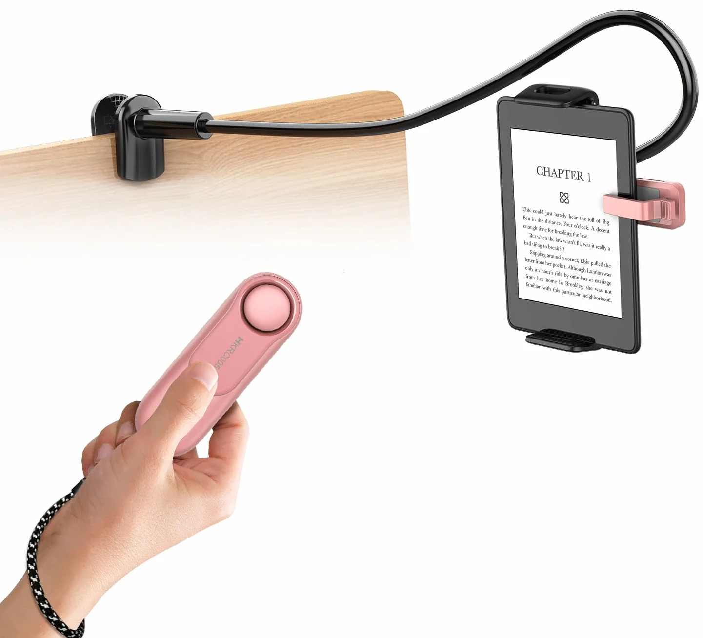 Supporto per Tablet eReader con Telecomando Pagina Turner HKRC005 Rosa, Accessori per Kindle, Regali Lettori