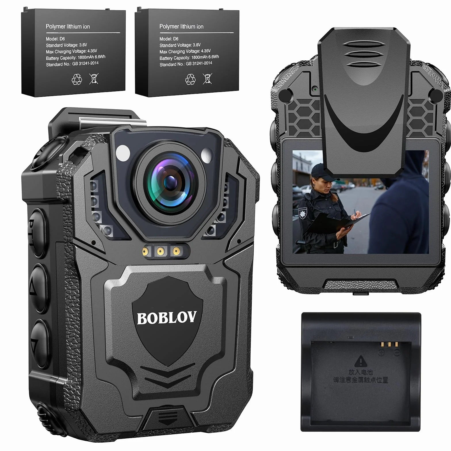BOBLOV T5 128 GB 1296P Body Camera with Audio Recording Expand Memory Supported Max 128G, Wearable Police Body Camera for Law Enforcement, Night Vision, File Protection
