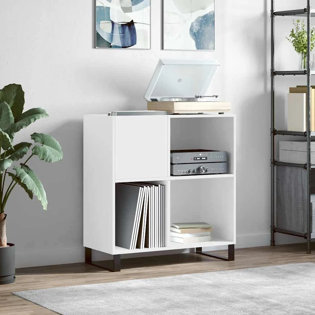 vidaXL Mobile Porta Dischi Bianco 84,5x38x89 cm in Legno Multistrato