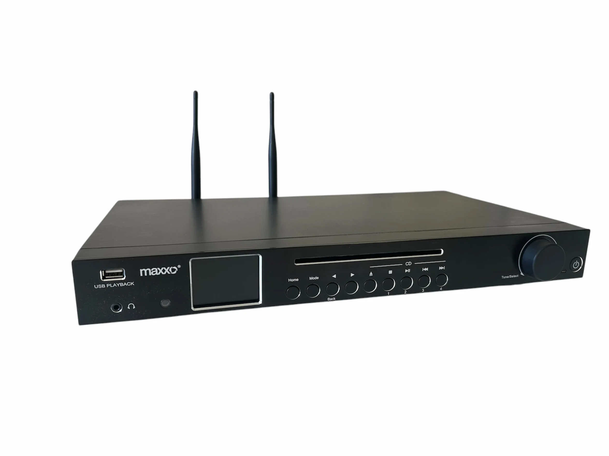 Maxxo TR04CD Hi-Fi Tuner radio digitale DAB+ FM Internet CD Bluetooth Wi-Fi Spotify USB UPnP RDS czarny